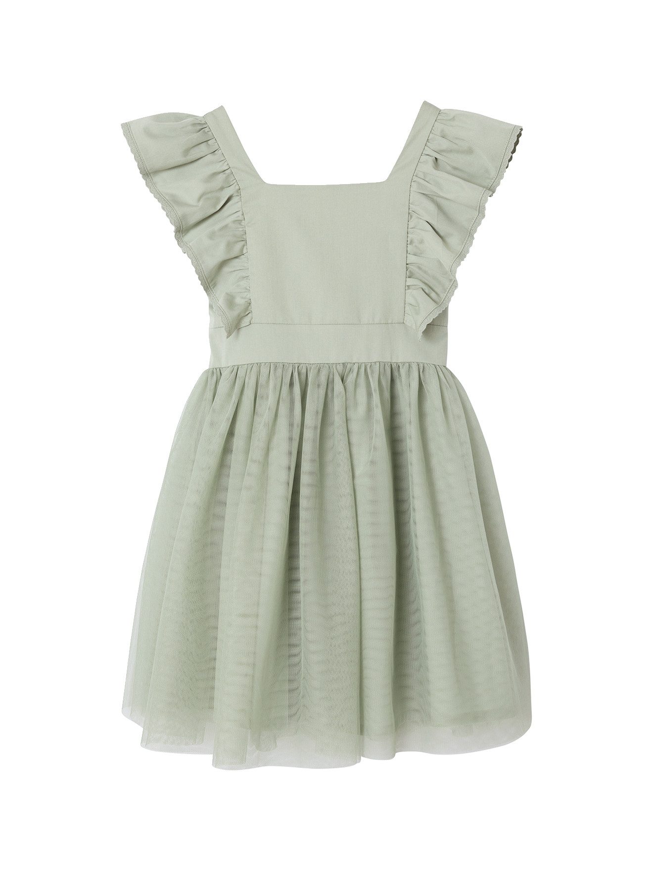 vertbaudet Minikleid Festliches Mädchen Volantkleid, Musselin & Tüll