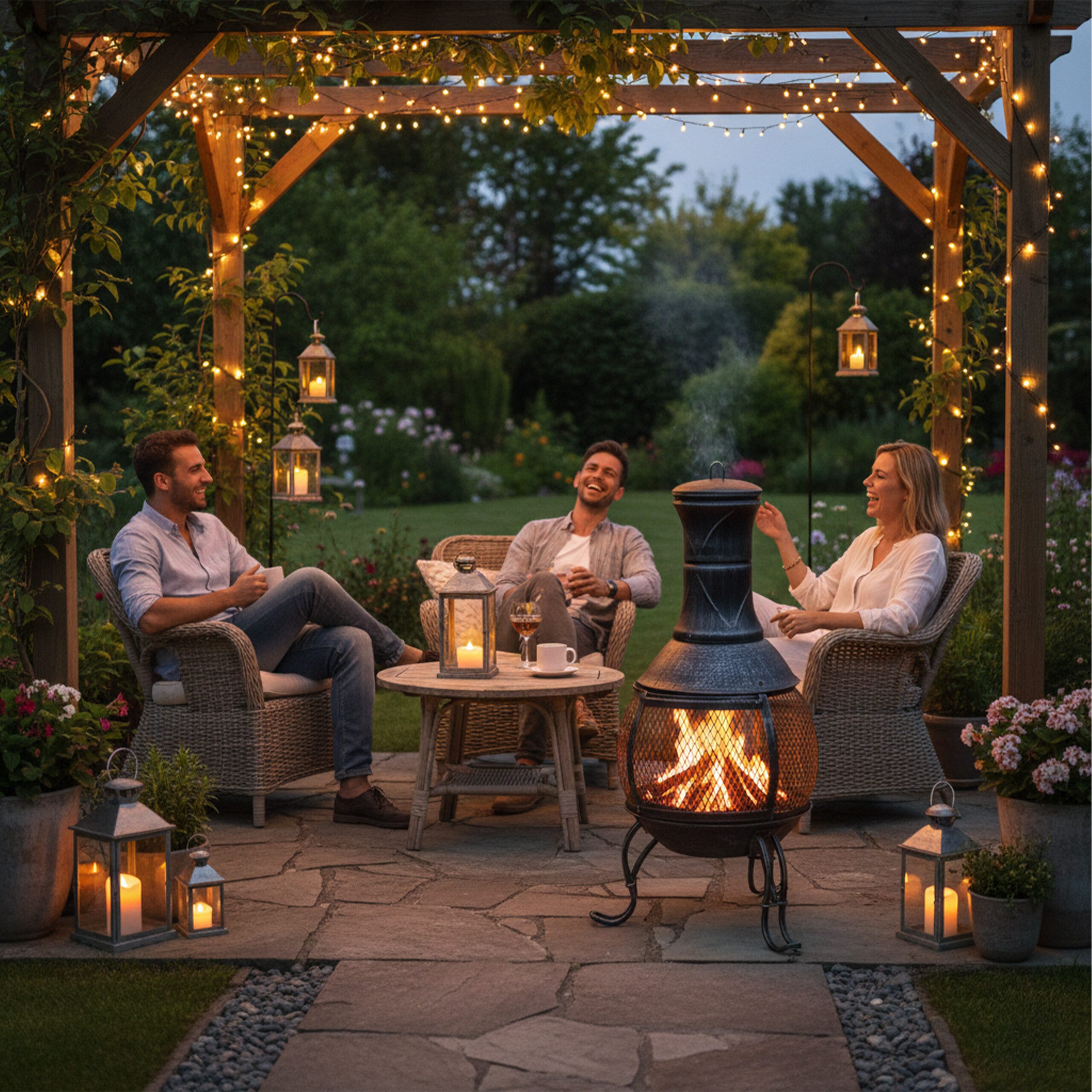 relaxdays Feuerschale Aztekenofen für Garten grau