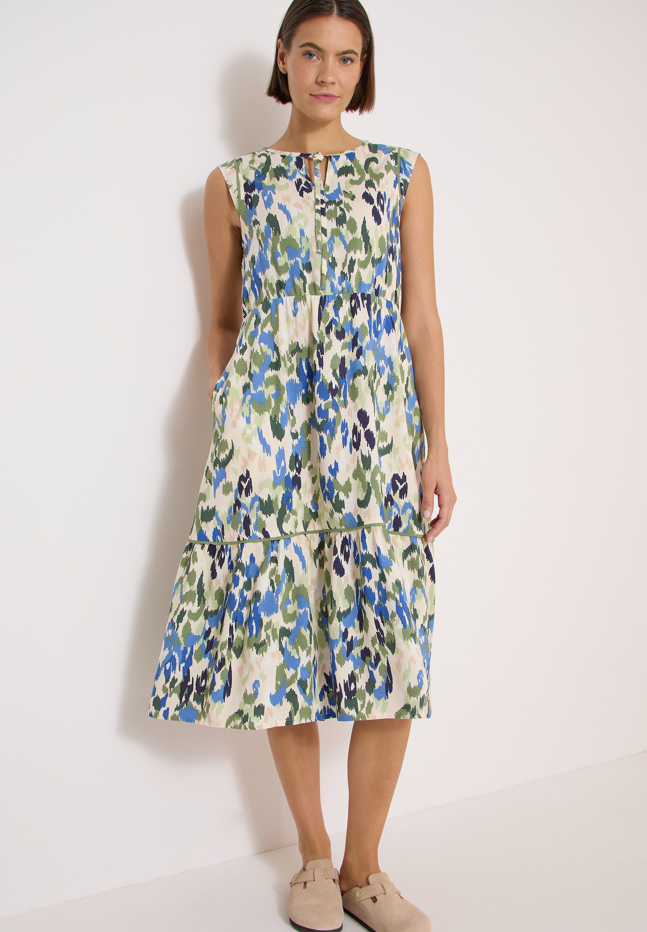 CECIL Midikleid Midi-Sommerkleid mit grafischem Muster