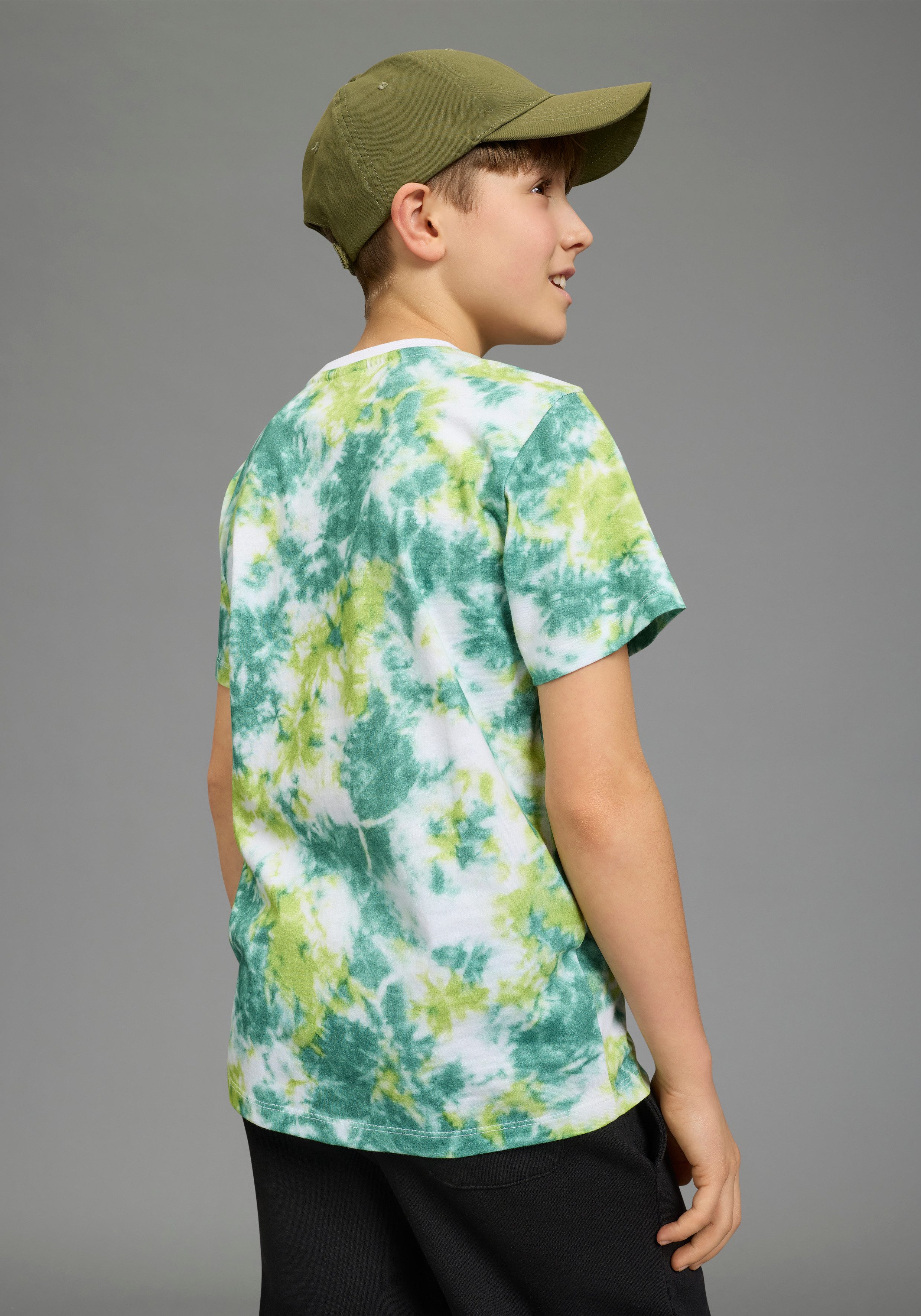 KangaROOS T-Shirt Kangaroos T-Shirt Batik-Optik Basic Passform, Kurzarm, mit Batikmuster und Allover-Druck