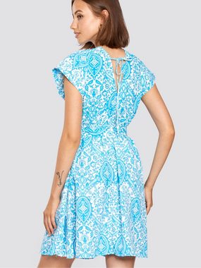 Freshlions Minikleid Gemustertes Kleid blau L Sonstige, Taillentunnelzug