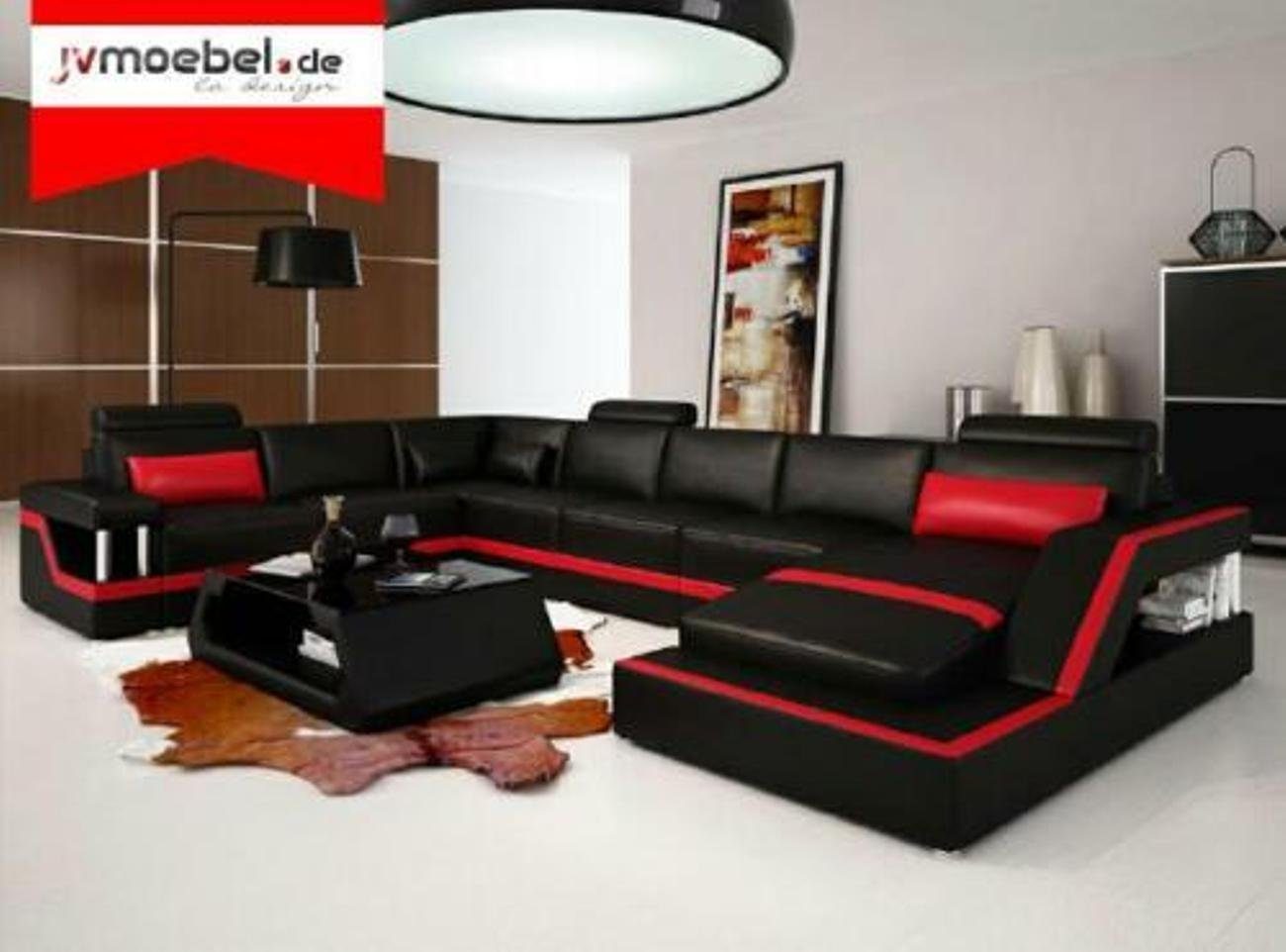 Ecksofa Ledersofa+USB Wohnlandschaft JVmoebel Modernes Ecksofa Sofa Patentiert Big NEU