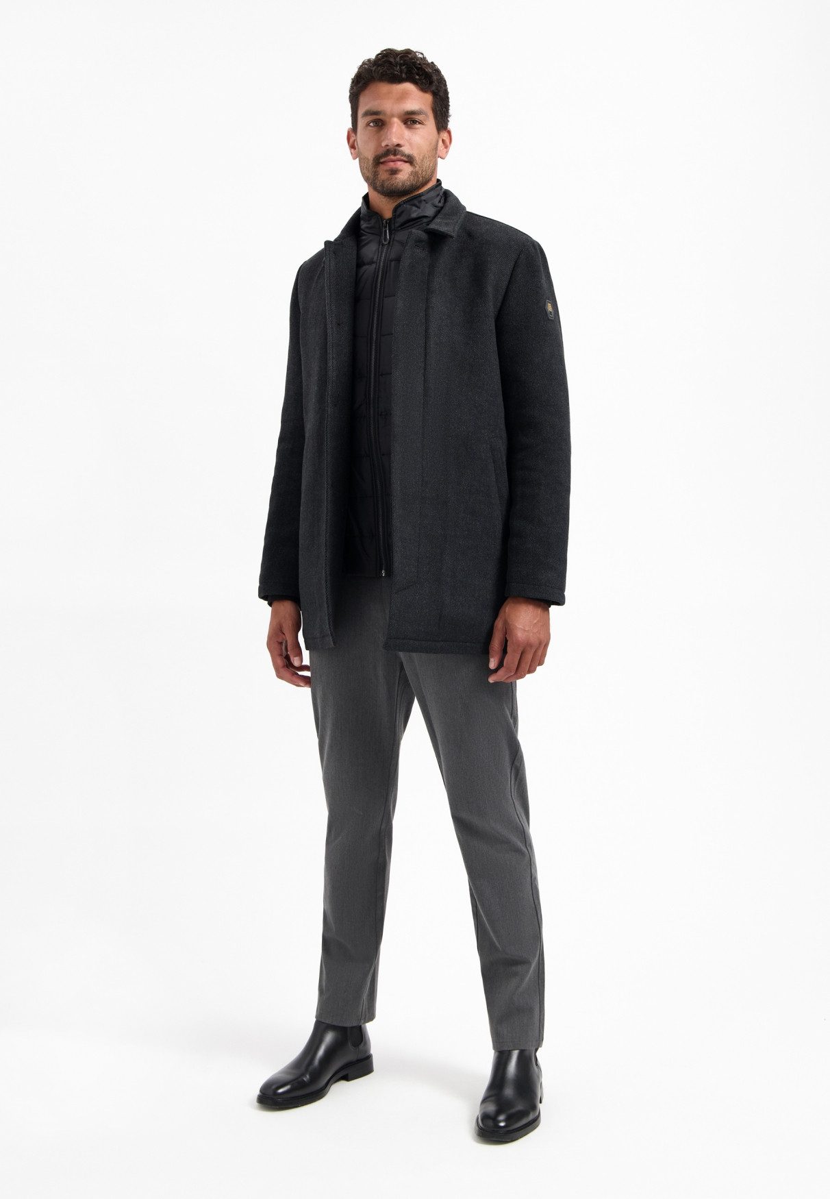 NO EXCESS Parka No Excess Wollmantel mit doppeltem Verschluss