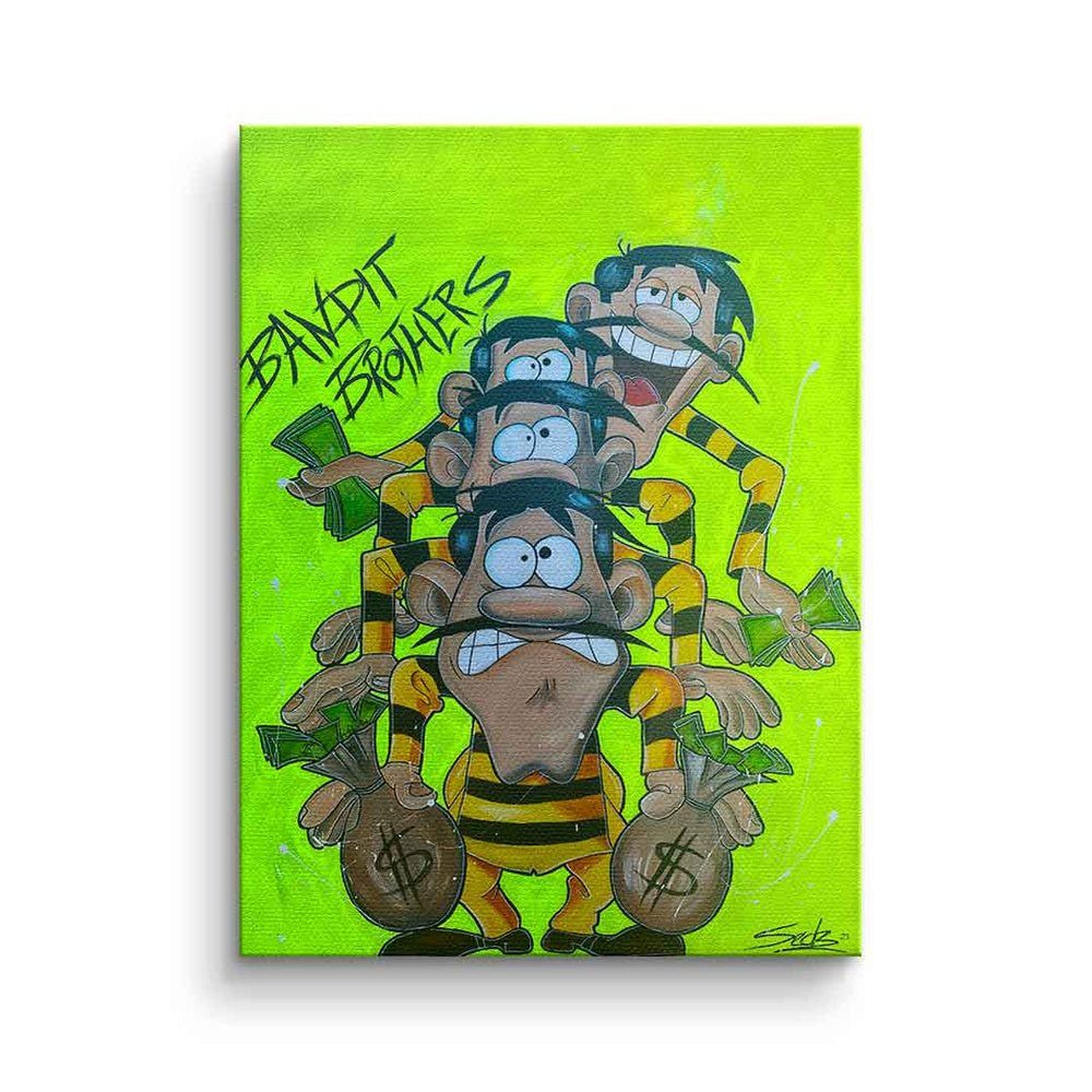 DOTCOMCANVAS® Leinwandbild Bandit Brothers, Leinwand Bild Bandit Brothers Die Daltons Lucky Luke comic Pop Art ohne Rahmen