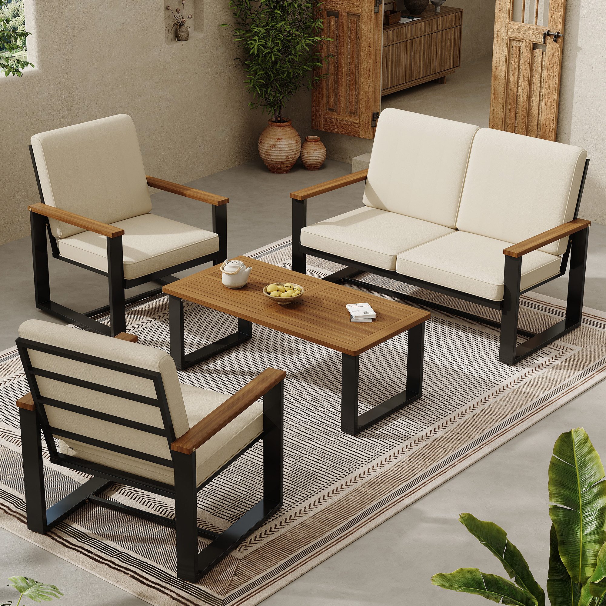 HAUSS SPOLE Gartenlounge-Set Gartenmöbel-Set mit 2-Sitzer-Sofa, günstig online kaufen
