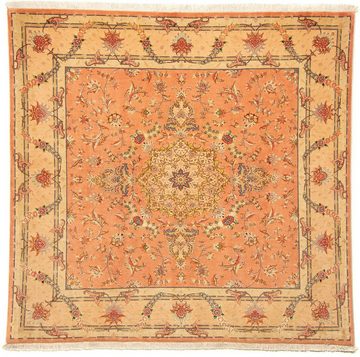 Orientteppich Perser - Täbriz - Royal quadratisch - 204 x 192 cm - hellrot, morgenland, quadratisch, Höhe: 7 mm, Wohnzimmer, Handgeknüpft, Einzelstück mit Zertifikat