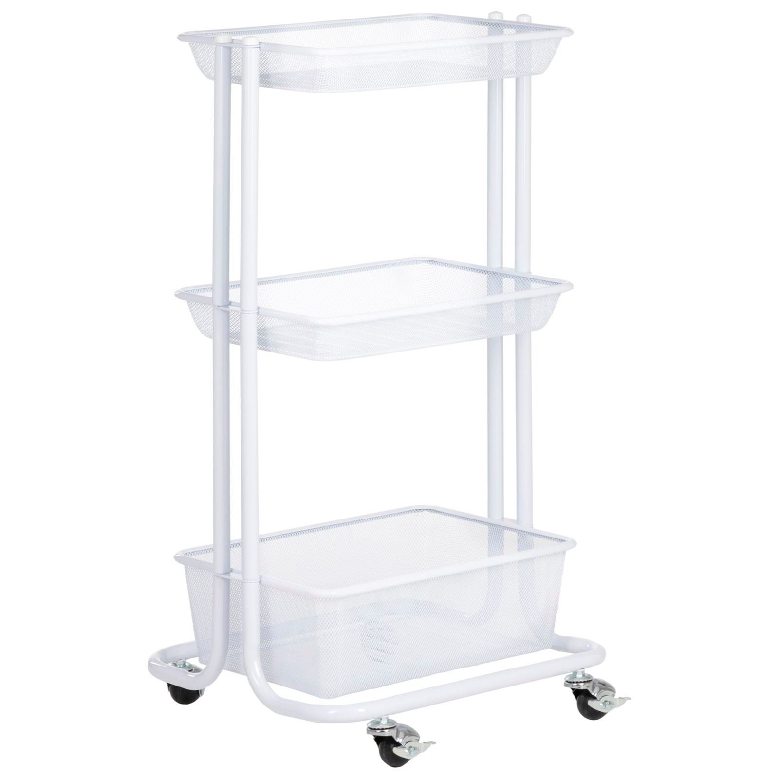 IDIMEX Servierwagen VALIENTE, Rollwagen mit 3 Körben für Küche & Badezimmer schmal Metall weiß