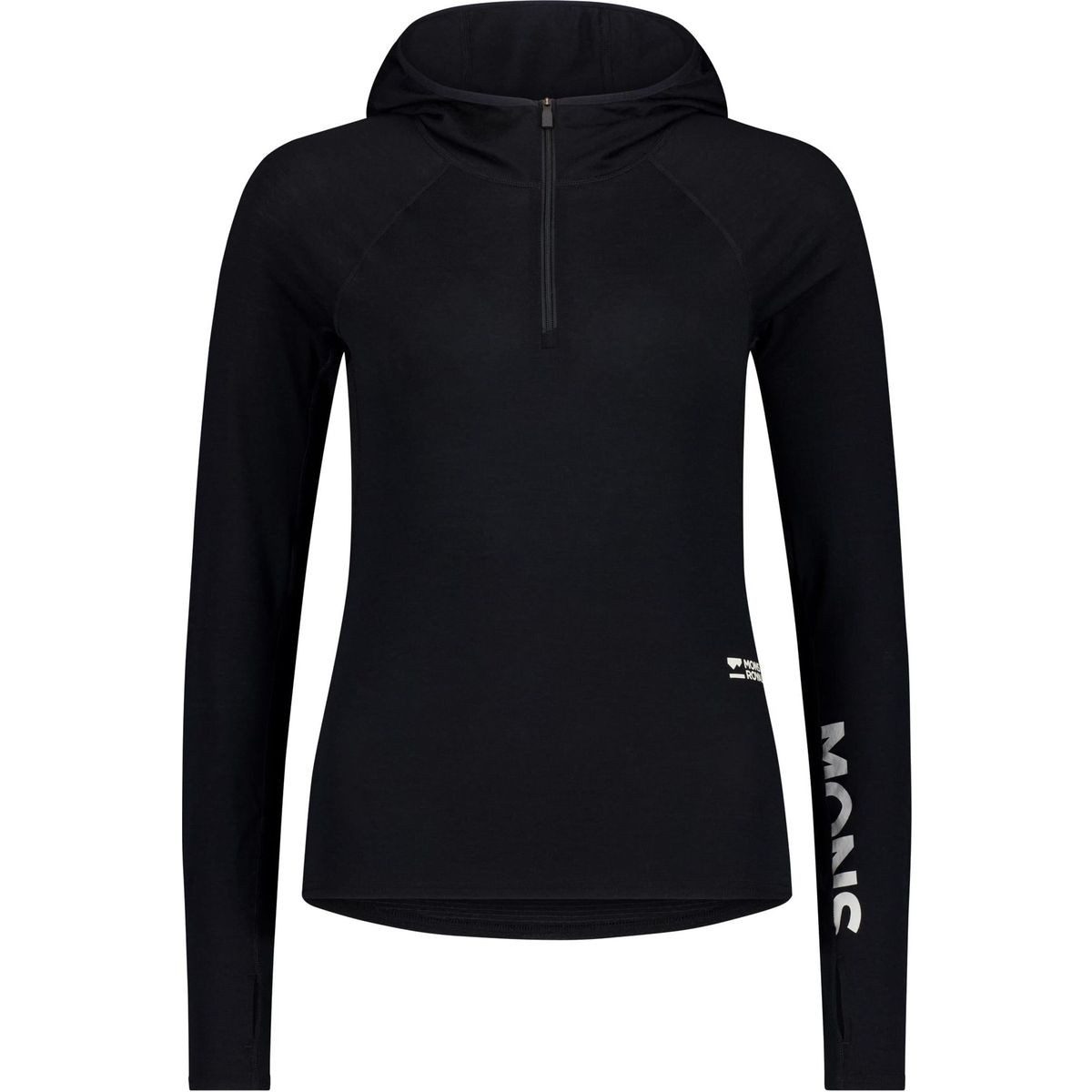 Mons Royale Fleecejacke Womens Bella Merino Long Sleeve Hoody Atmungsaktiver Damen-Hoody aus Merino-Wolle mit reflektierendem Logo