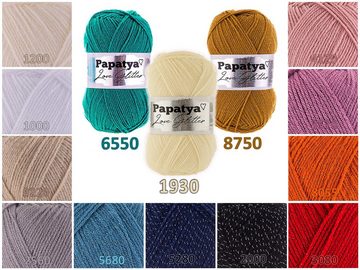 maDDma 100g Strickgarn Papatya Love Glitter Wolle Effektgarn, 360 m, 5680 jeansblau