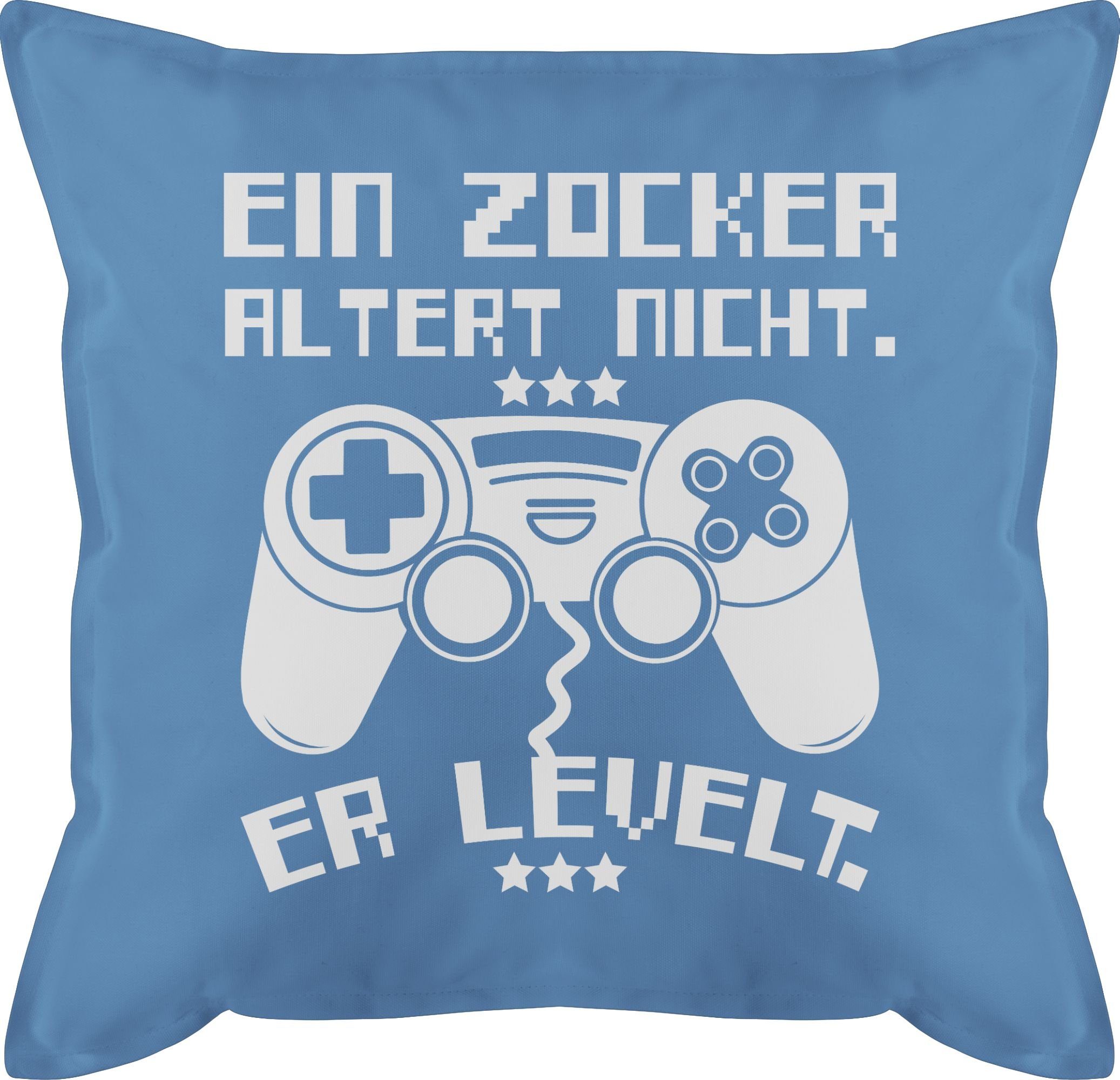 Shirtracer Dekokissen »Ein Zocker altert nicht er levelt weiß Deko