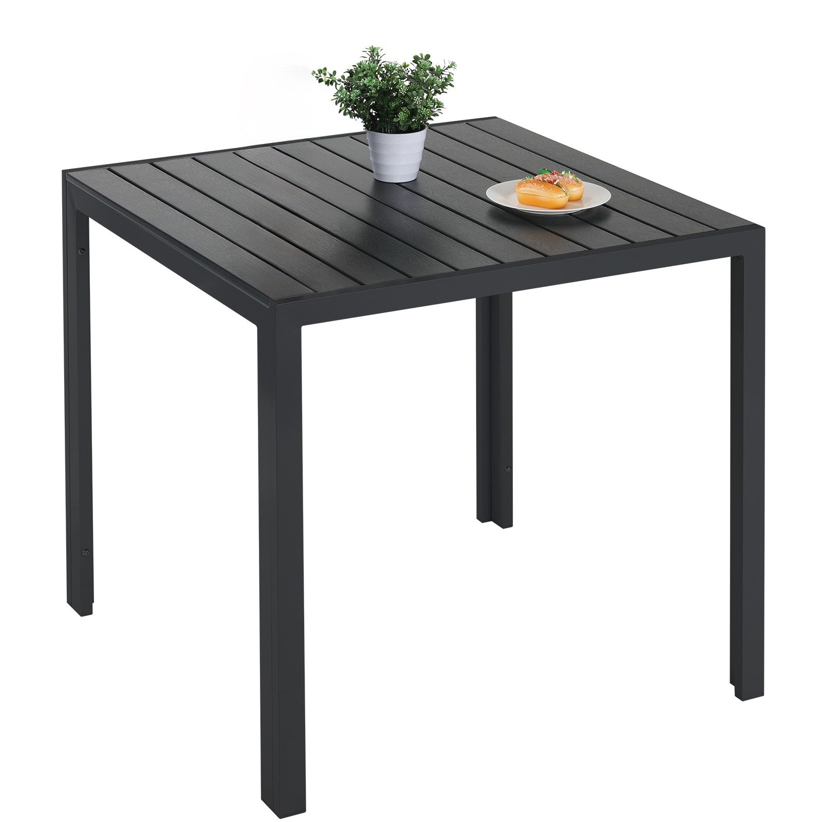 TLGREEN Gartentisch Aluminiumrahmen Quadratisch (75x75cm WPC Balkontisch We günstig online kaufen