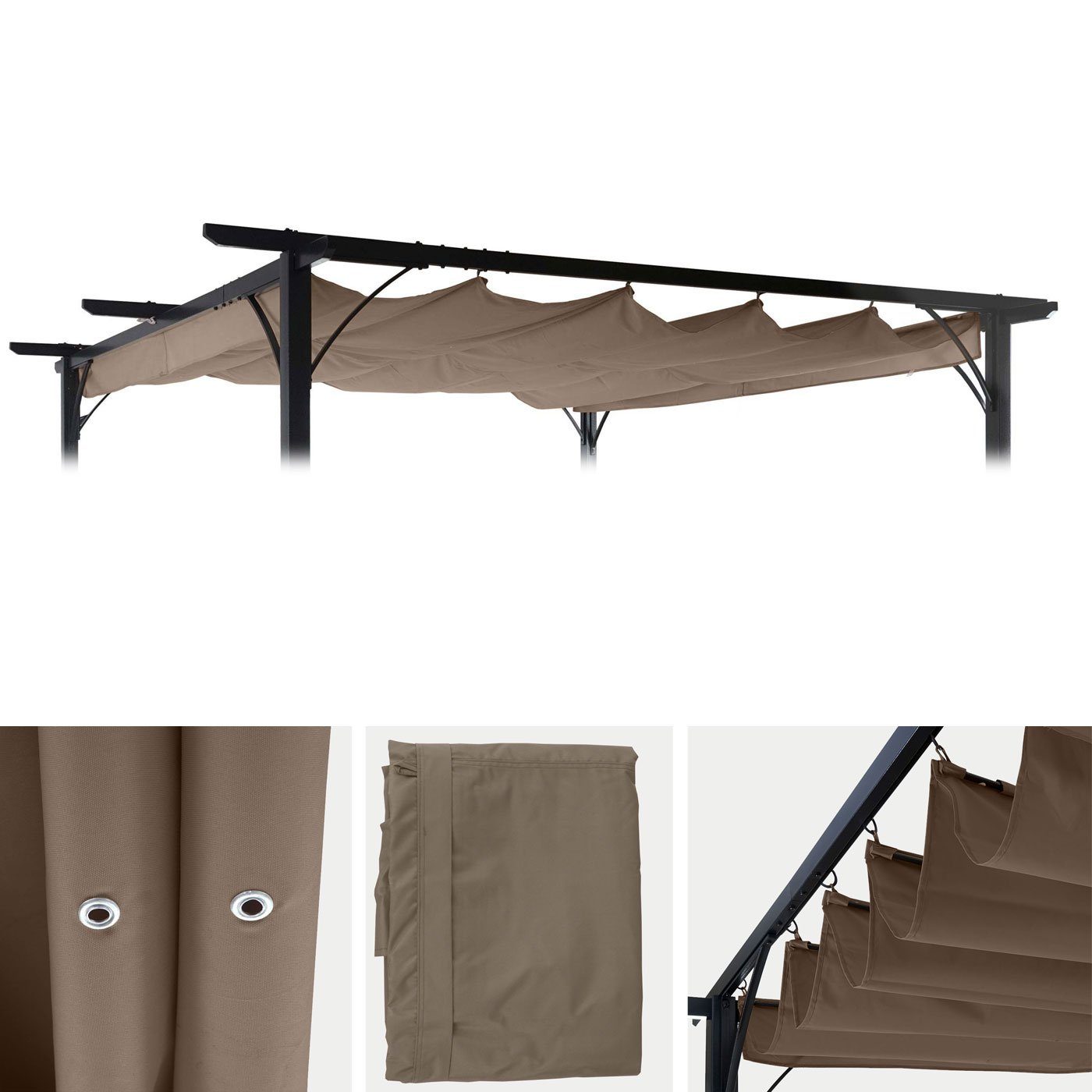 MCW Pavillon-Ersatzdach MCW-C42 3,5x3,5m, 370 x 300 cm, Wasserablaufösen, Witterungsfest und regenbeständig