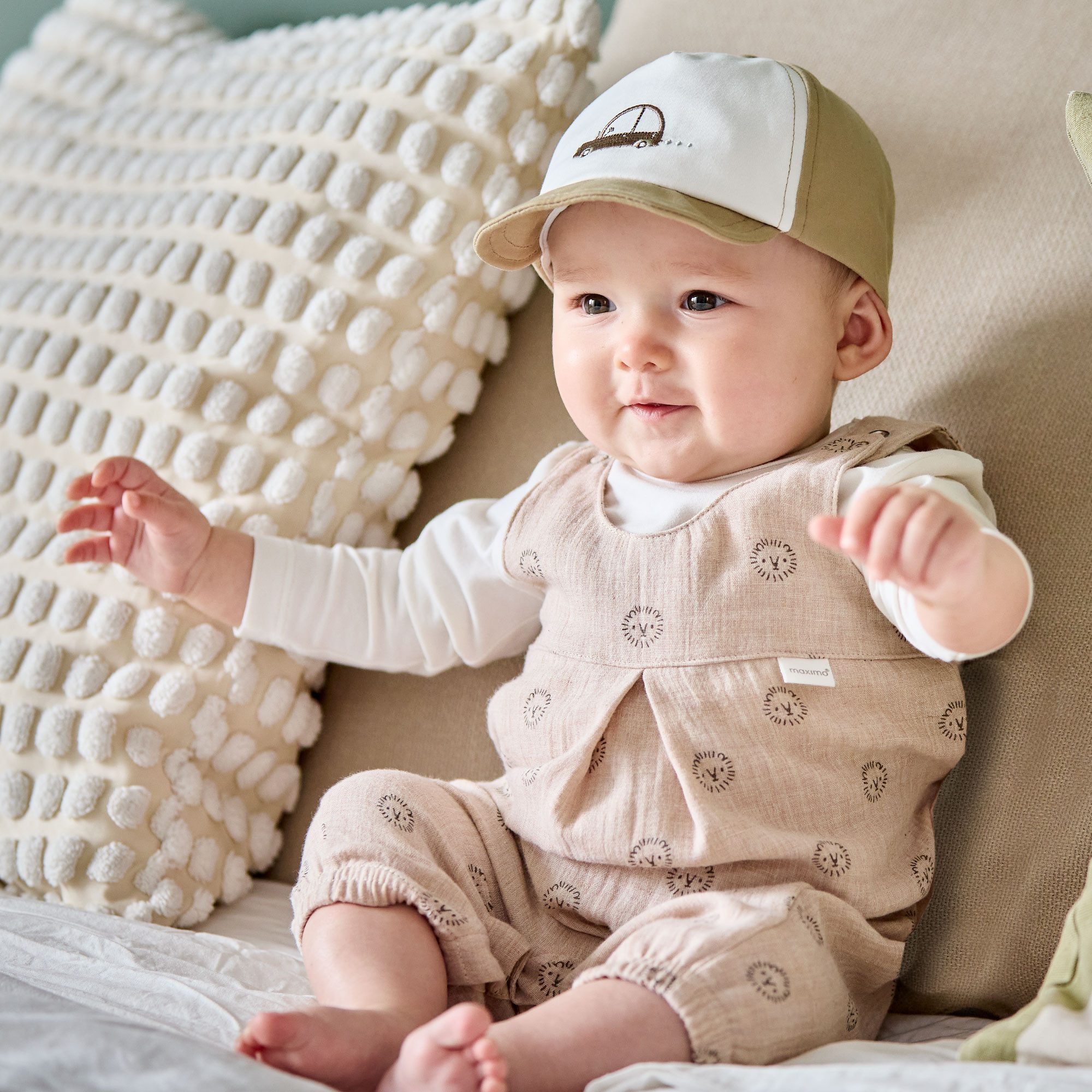 MAXIMO Overall (1-tlg) Beigemeliert, Löwe, Musselin, Overall, Unisex