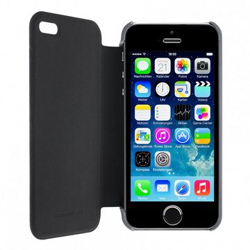 Artwizz Flip Case SmartJacket Soft-Touch Etui Schutzhülle in Metalloptik, Coral Orange, iPhone SE (2016), iPhone 5S, iPhone 5
