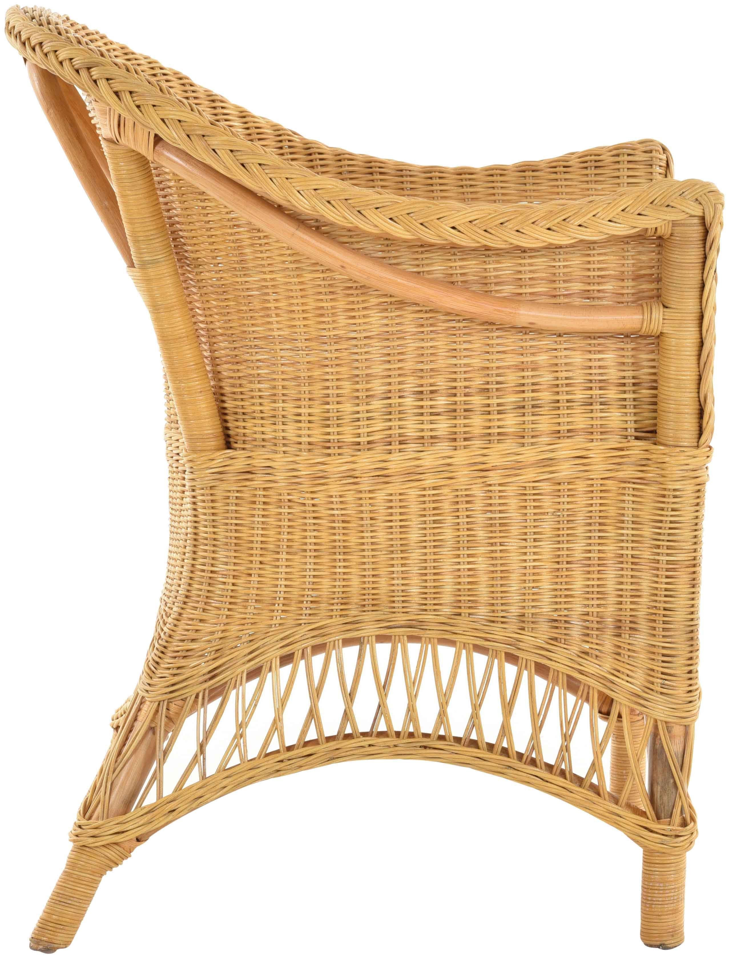 Krines Home Esszimmersessel Rattansessel Landhaus Flechtsessel Wintergarten Sessel Korbsessel, mit Armlehnen, Natur Rattan