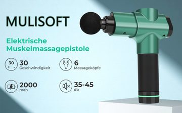 VSIUO Massagepistole, Tiefen Massagegerät 6 Köpfe, 2500mAh, 30 Geschwindigkeiten mit LCD Touchscreen, für Schulter Körper Rücken Entspannung
