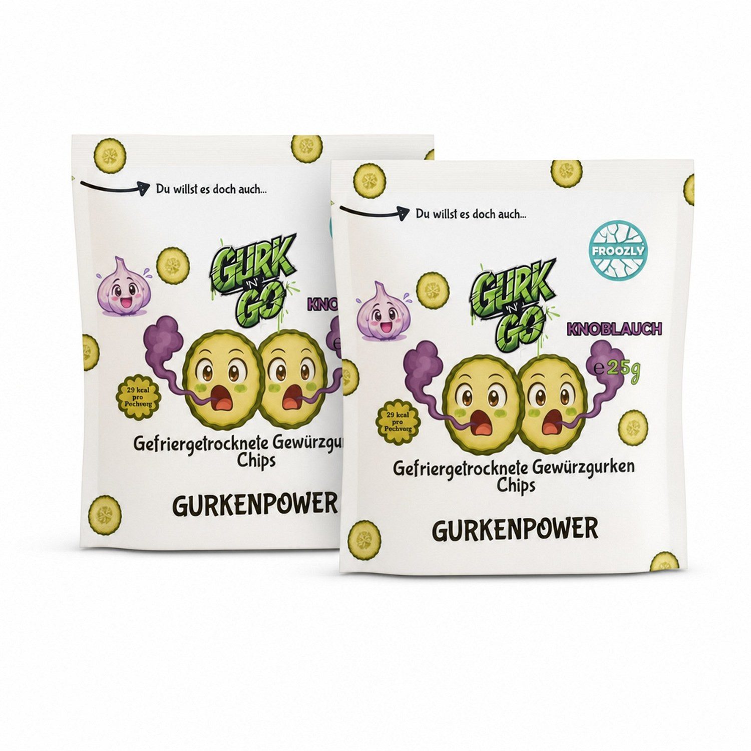 Knabberei, 2 x 25 g, Gurk’n Go Chips – Garlic