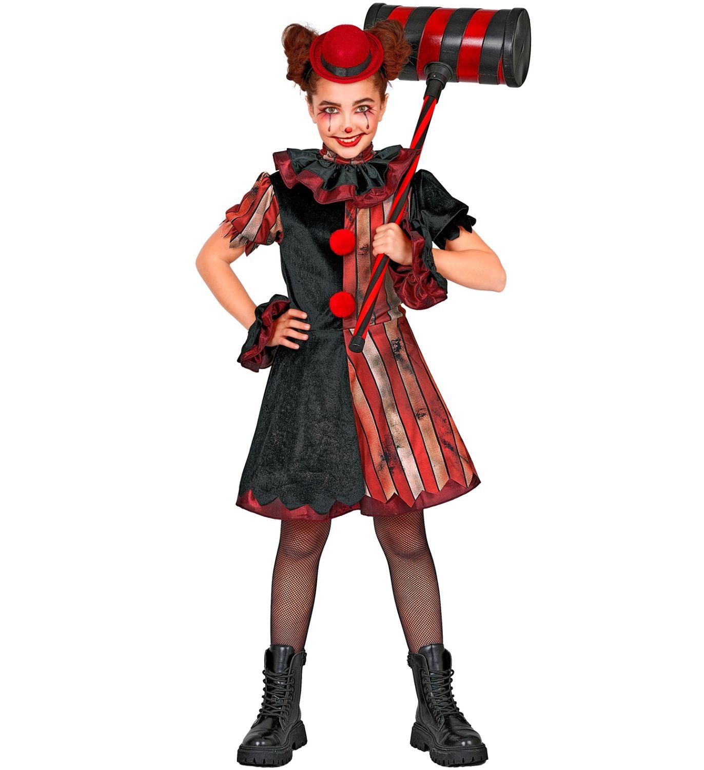 Widmann S.r.l. Clown-Kostüm Horror Clownin 'Wicked Clown' für Mädchen, 5-tlg.