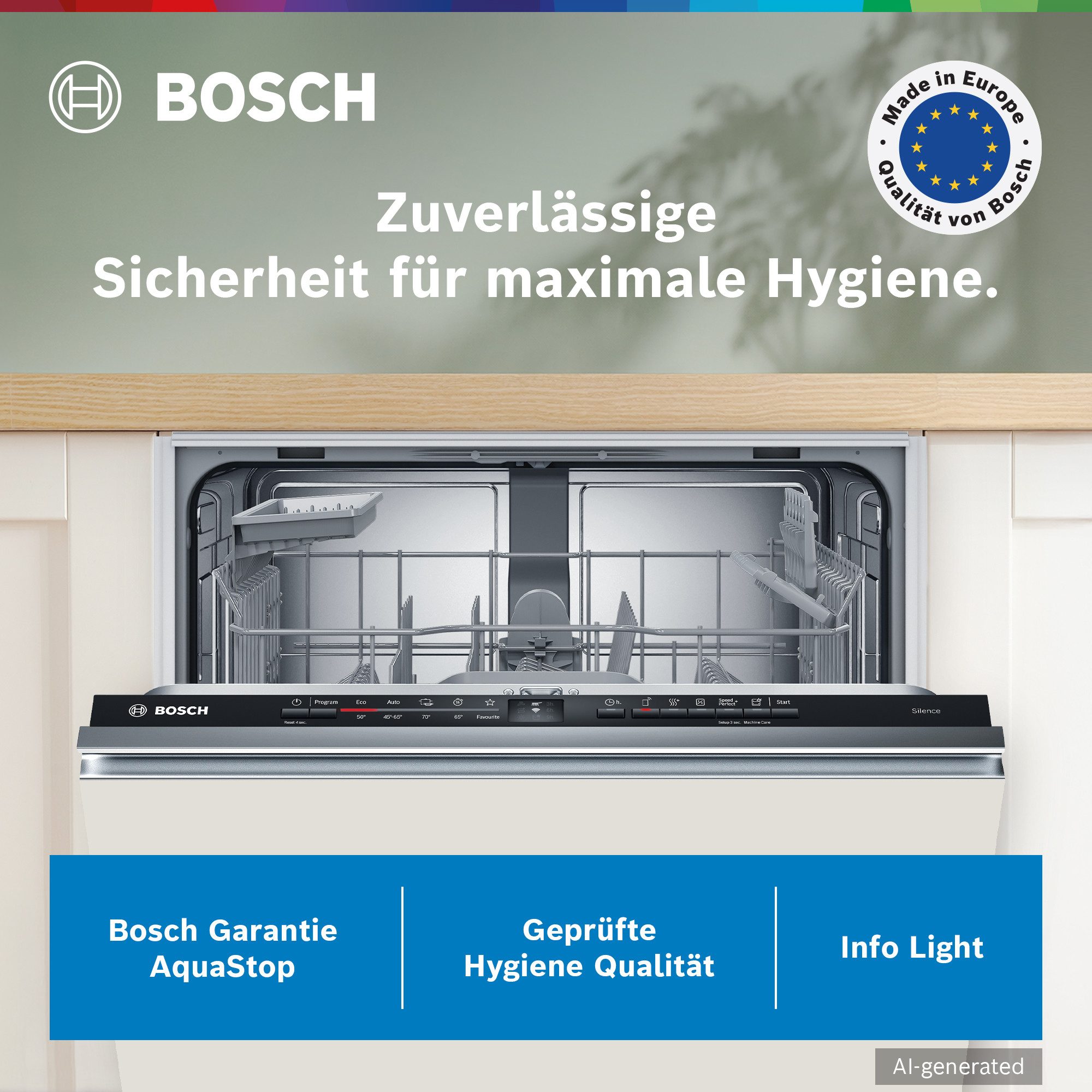 BOSCH vollintegrierbarer Geschirrspüler Serie 2 SMV2HTX08E, 13 Maßgedecke, Info Light - erlischt bei Beendigung des Spülvorgangs