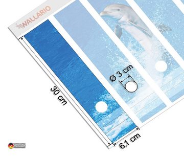 Wallario Etiketten Fröhlicher Delfin im blauen Wasser, Ordnerrücken-Sticker in verschiedenen Ausführungen