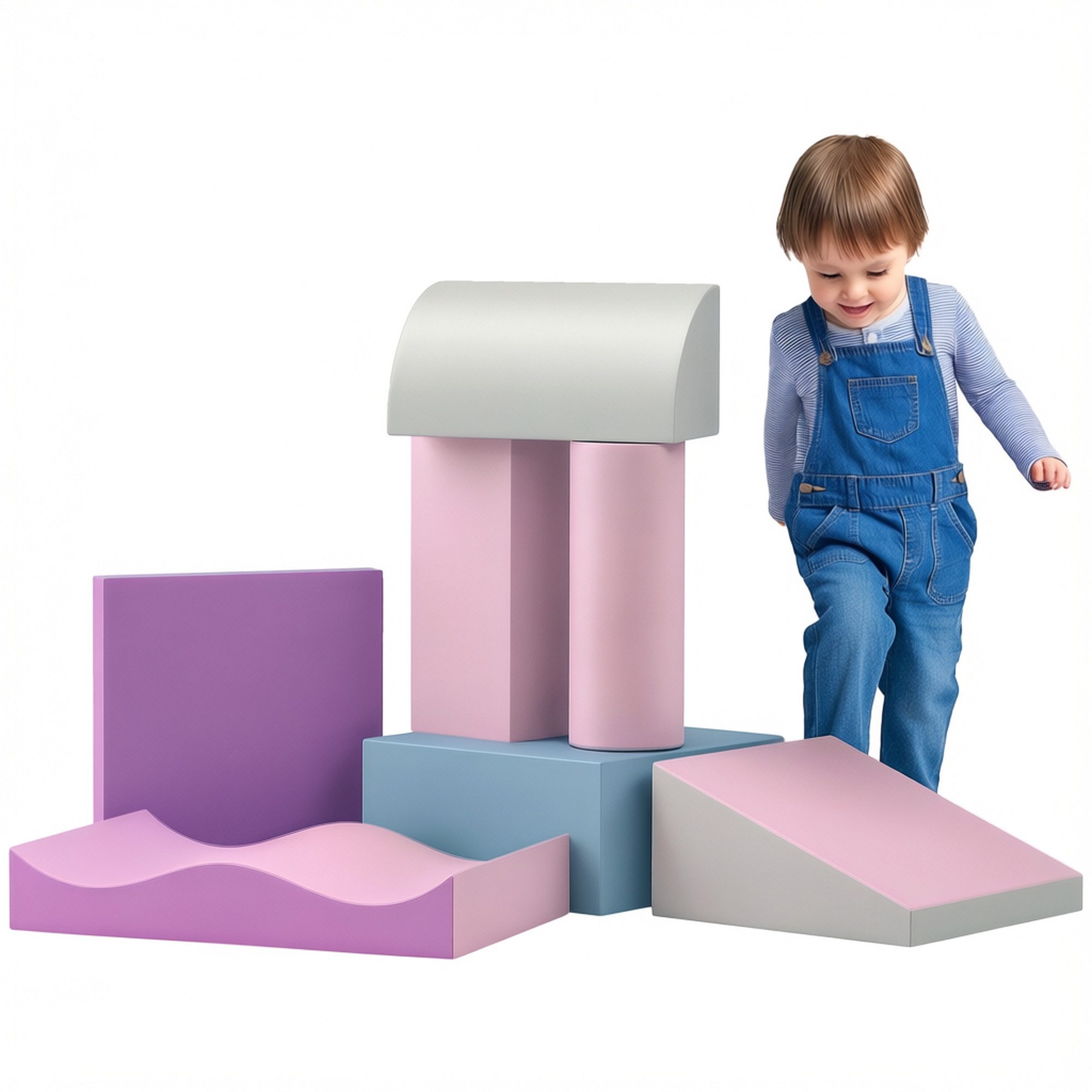 HOMCOM Schaumstoff Bausteine Toben & Klettern Bauspielzeug Schloss-Set Spielbausteine, (Riesenbausteine, 7 St., Bausteinset), für Kinderzimmer und Kindergarten, Kunstleder, Bunt