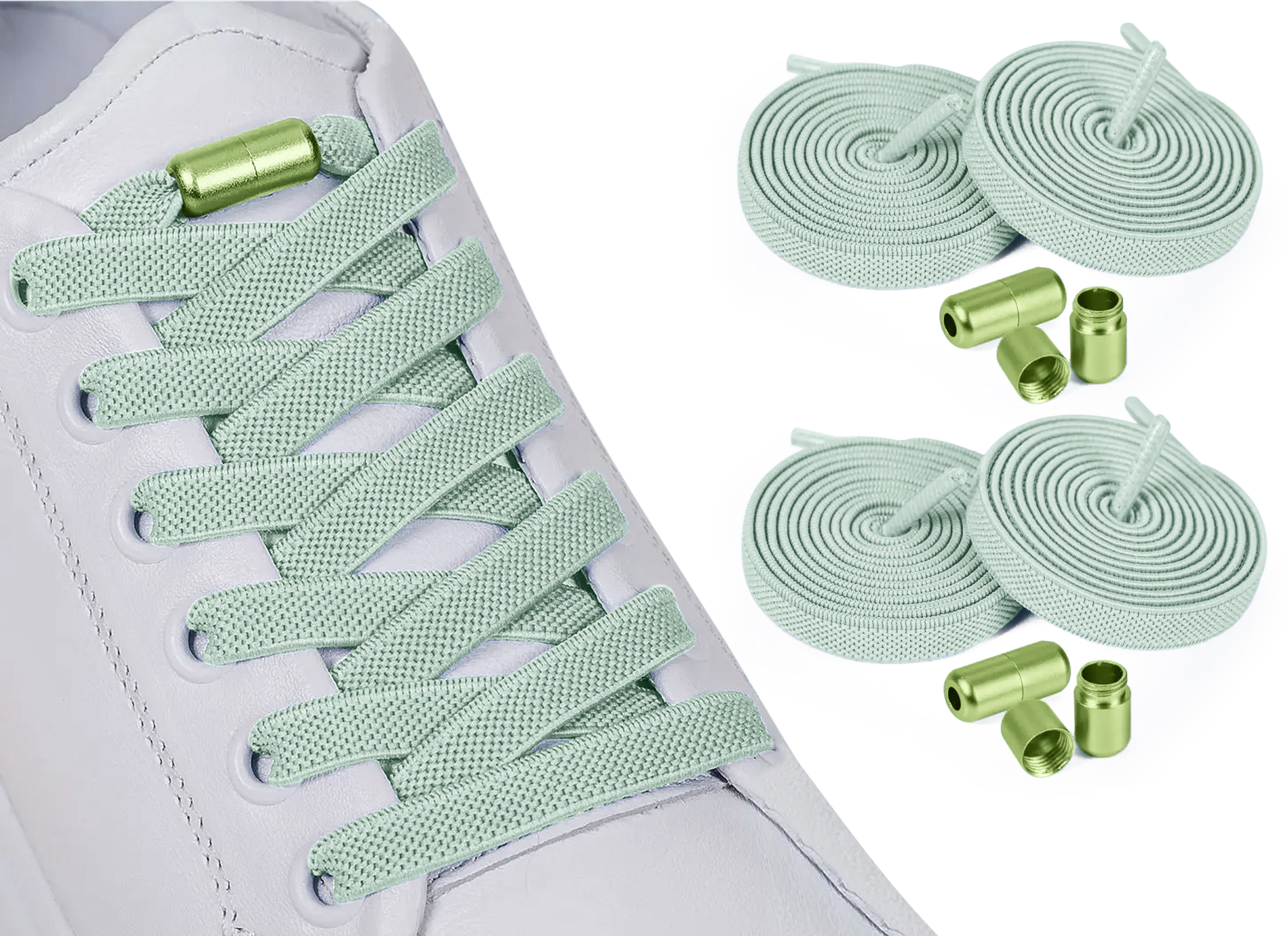 ELANOX Schnürsenkel 4 Stück 8 mm BREIT elastische Schnürsenkel mit Mettalkapseln