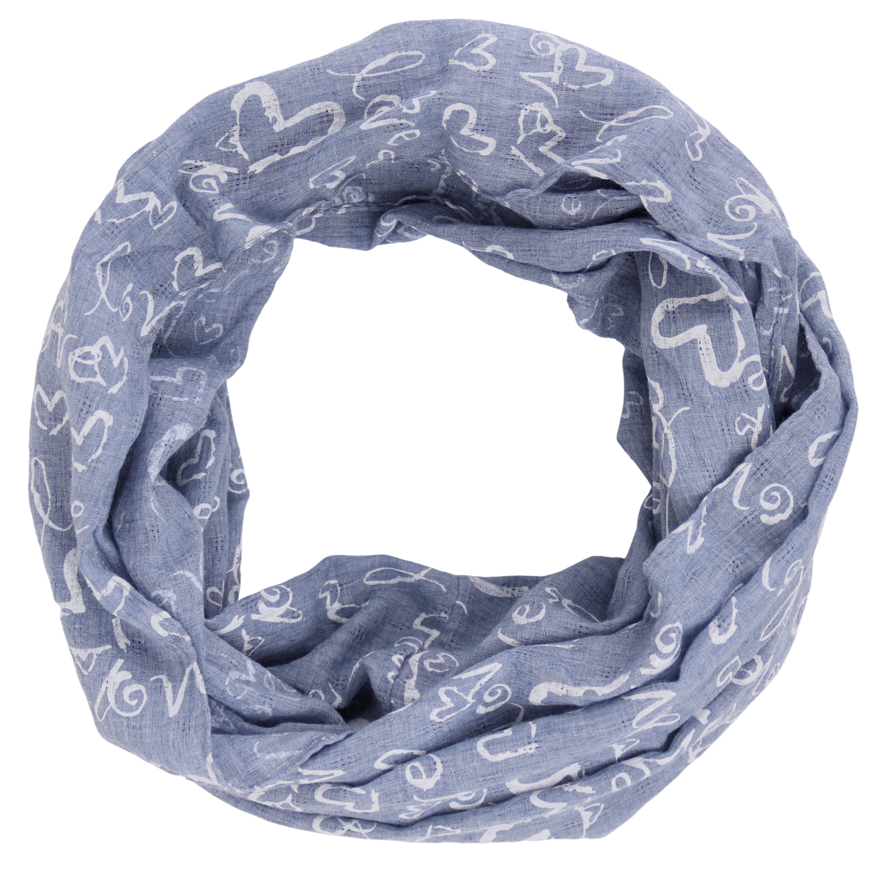 MIRROSI Loop Damen Schal mit Love Herz Muster Weich aus 100% Baumwolle, (ca. 160x44cm Zweimal um den Hals wickelbar, Loop-S), Damen Halstuch Stola ideal für Frühling,Sommer, Herbst