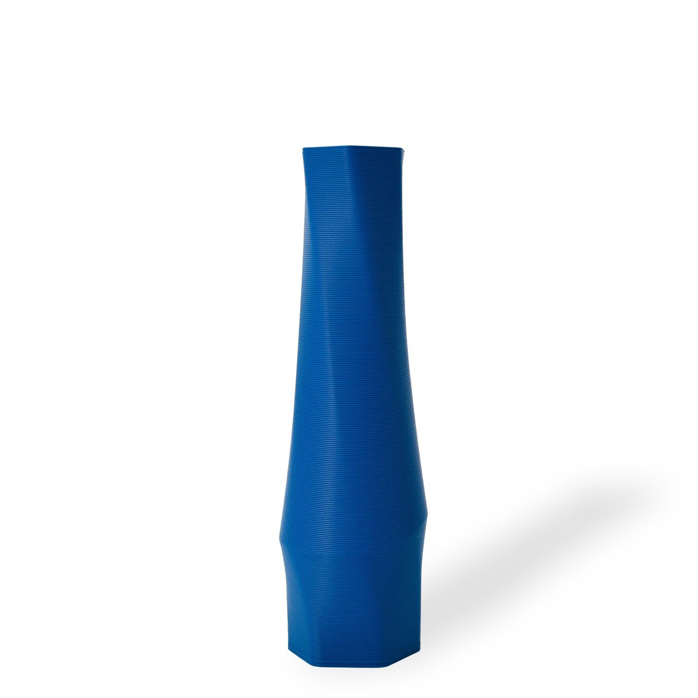 Shapes - Decorations Dekovase the vase - hexagon (basic), 3D Vasen, viele Farben, 100% 3D-Druck (Einzelmodell, 1 Vase), Wasserdicht; Leichte Struktur innerhalb des Materials (Rillung) Blau