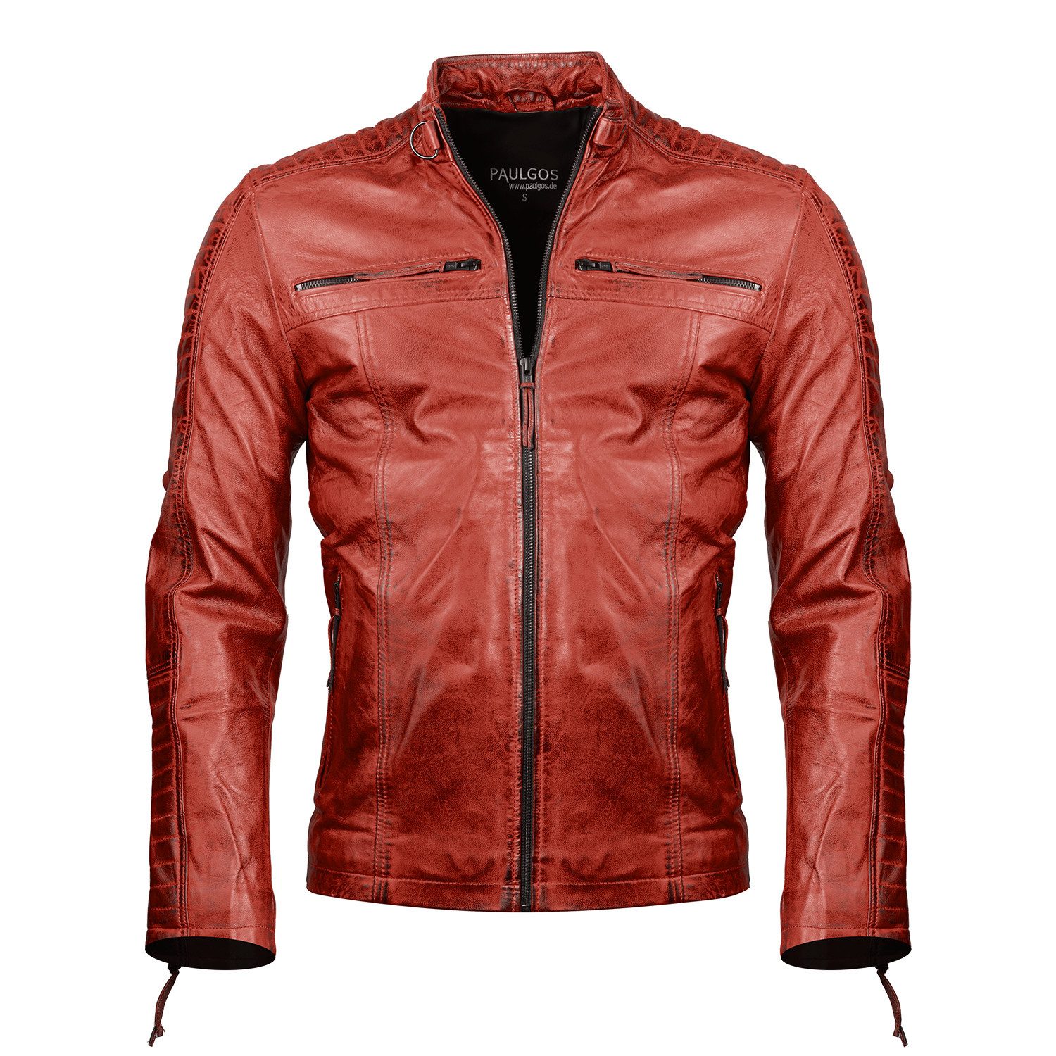 PAULGOS Lederjacke Herren Jacke Übergangsjacke Biker Look 100% Echtleder D1 günstig online kaufen