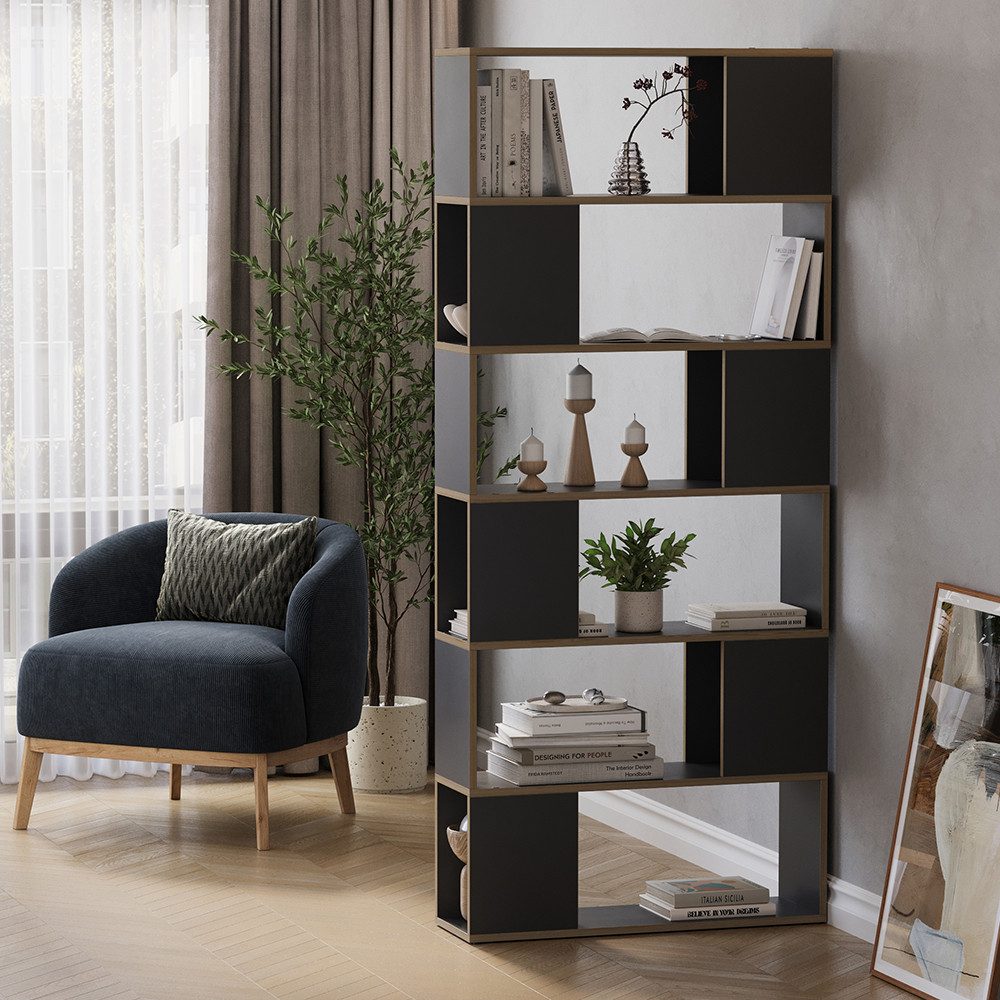 Vicco Raumteiler Eneos, Anthrazit/Eiche, 80 x 186 cm, 1-tlg.