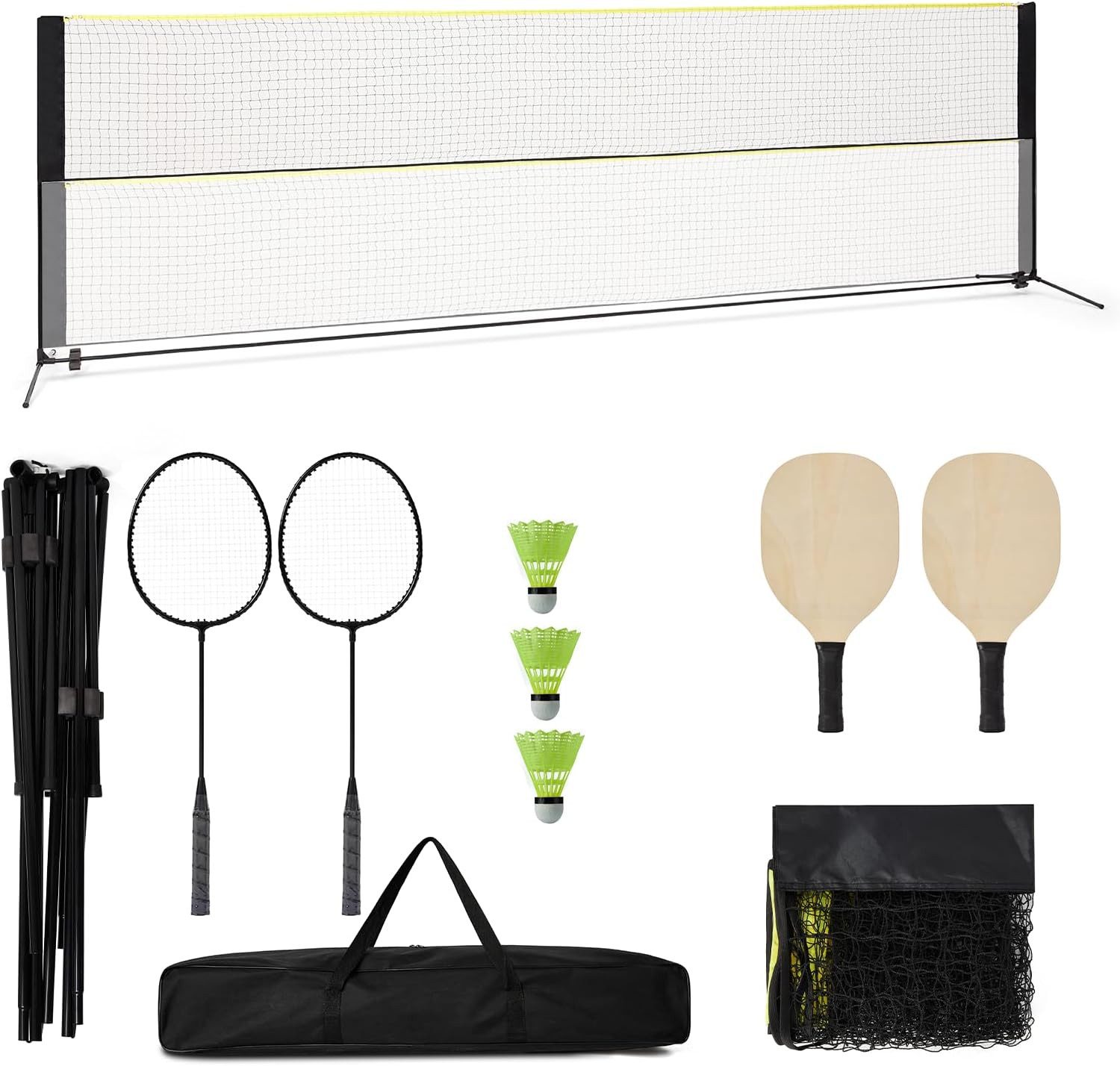 GarveeMore Badmintonnetz Badminton und Pickleballnetz 512x107x155 cm,Höhenverstellbar 107–155cm