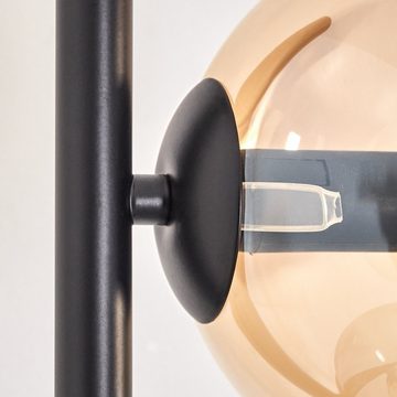 hofstein Stehlampe Stehlampe aus Metall/Glas in Schwarz/Bernstein-/Rauchfarben/Klar, ohne Leuchtmittel, Leuchte, Schirme aus Glas (15cm),Schalter, 5 xE14, ohne Leuchtmittel