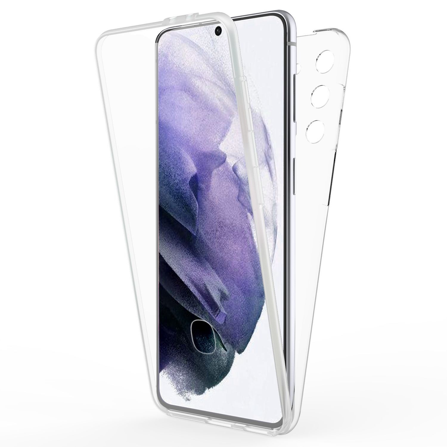 Nalia Smartphone-Hülle Samsung Galaxy S21 Plus 17 cm (6,7 Zoll), Klare 360 Grad Hülle / Rundumschutz / Transparent / Displayschutz Case