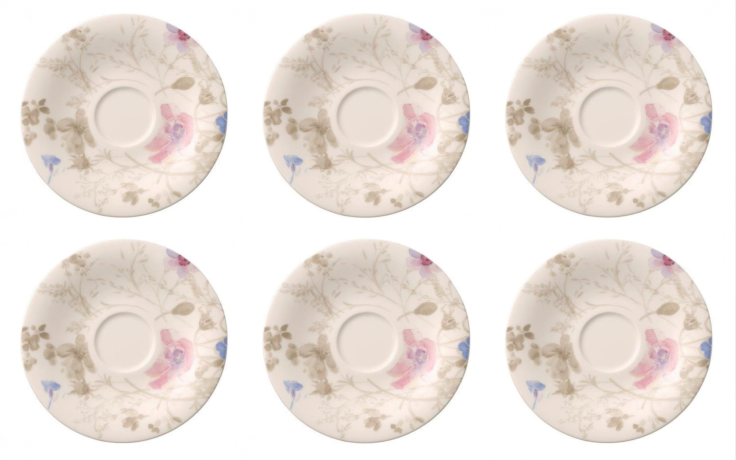 Villeroy & Boch Untertasse Mariefleur Gris, Spülmaschinengeeignet, Mehrfarbig, Blumen, H: 2cm