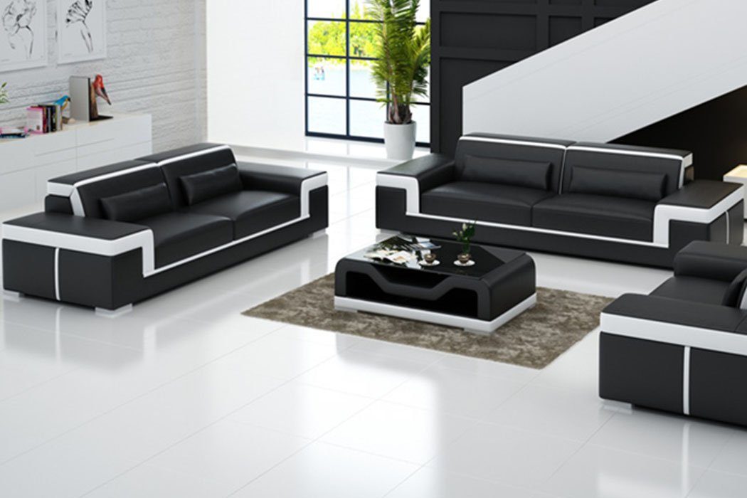 JVmoebel Sofa Luxuriöse schwarze Sofagarnitur 3+2 Set Wohnzimmermöbel Neu, Made in Europe