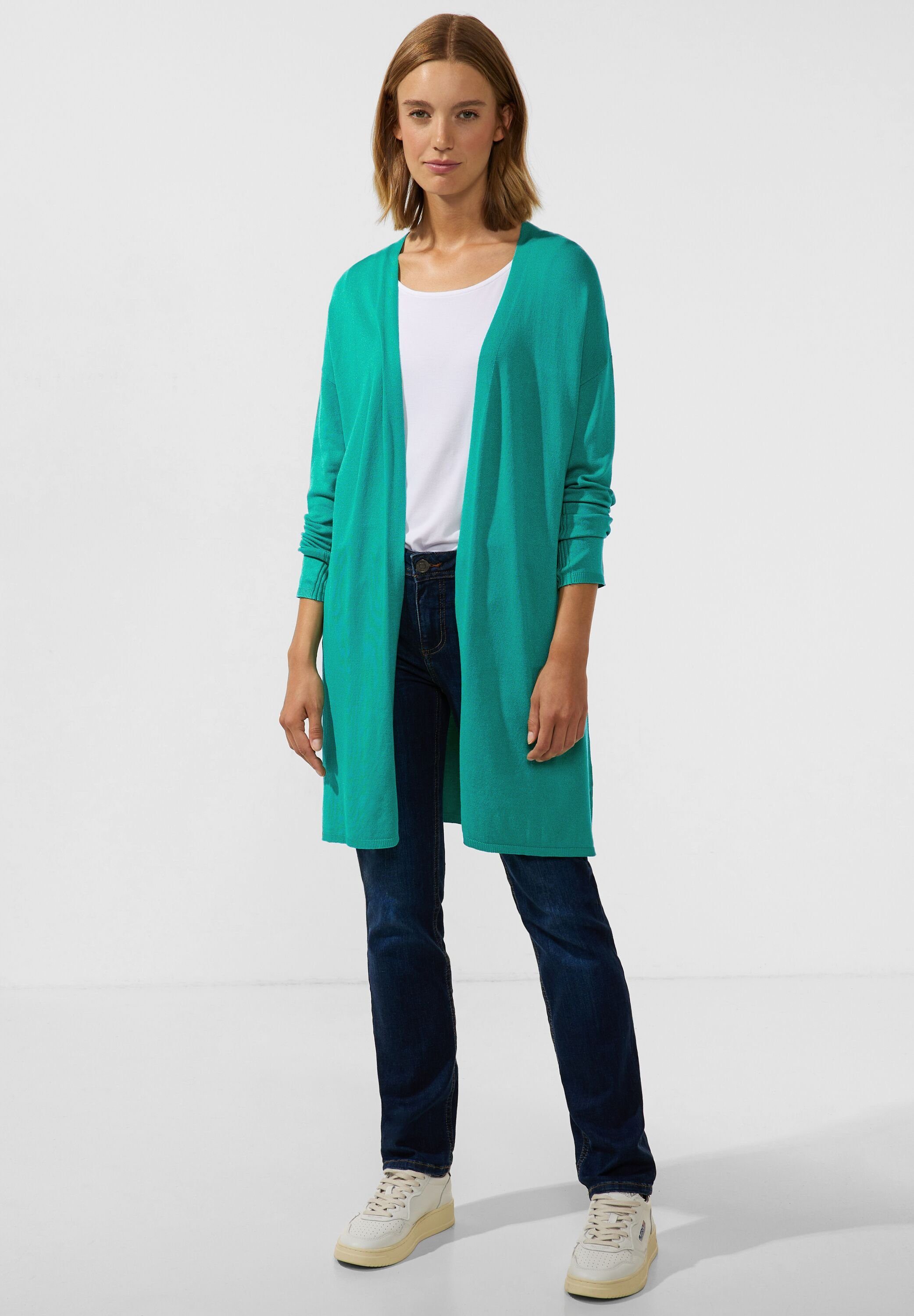 STREET ONE Strickjacke verschlusslos green cameo dark