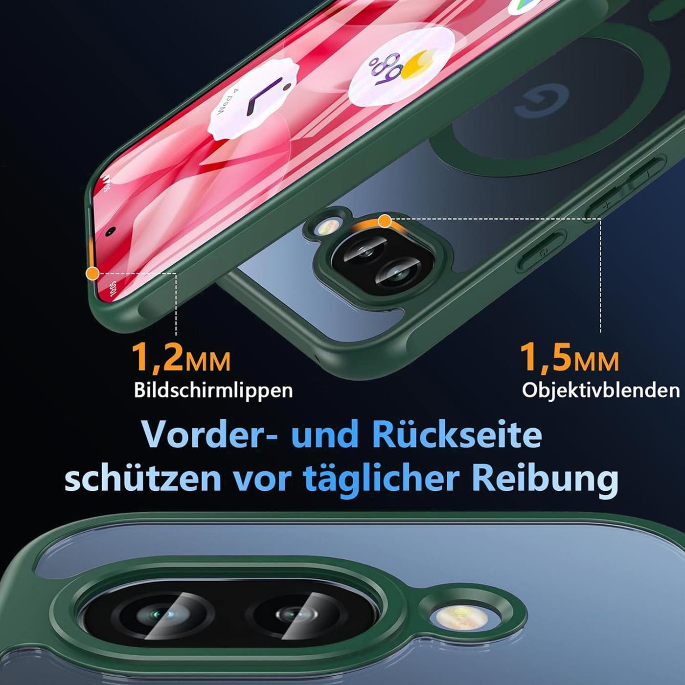 CoolGadget Handyhülle Magnet-Hülle für Pixel 9a Schutzhülle magnetisch 6,3 Zoll, Hülle Matt Stoßfest kompatibel mit QI-Laden Zubehör Kameraschutz Case – Bild 2 von 5