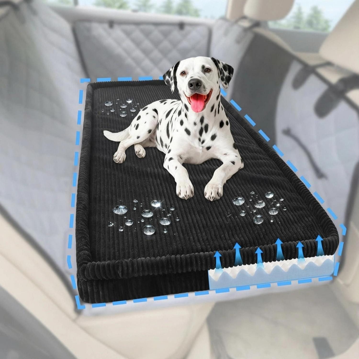 LuxusKollektion Hundebett Hundebett Auto Rückbank Hundematte 127x62,5x5cm Black 127×62,5x5cm