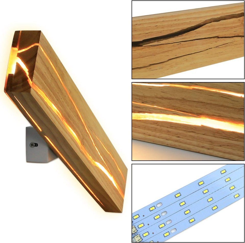 DOPWii Wandlampe drehbar Nachttischlampe warmweißes Holz, 360° Wandleuchte Licht aus