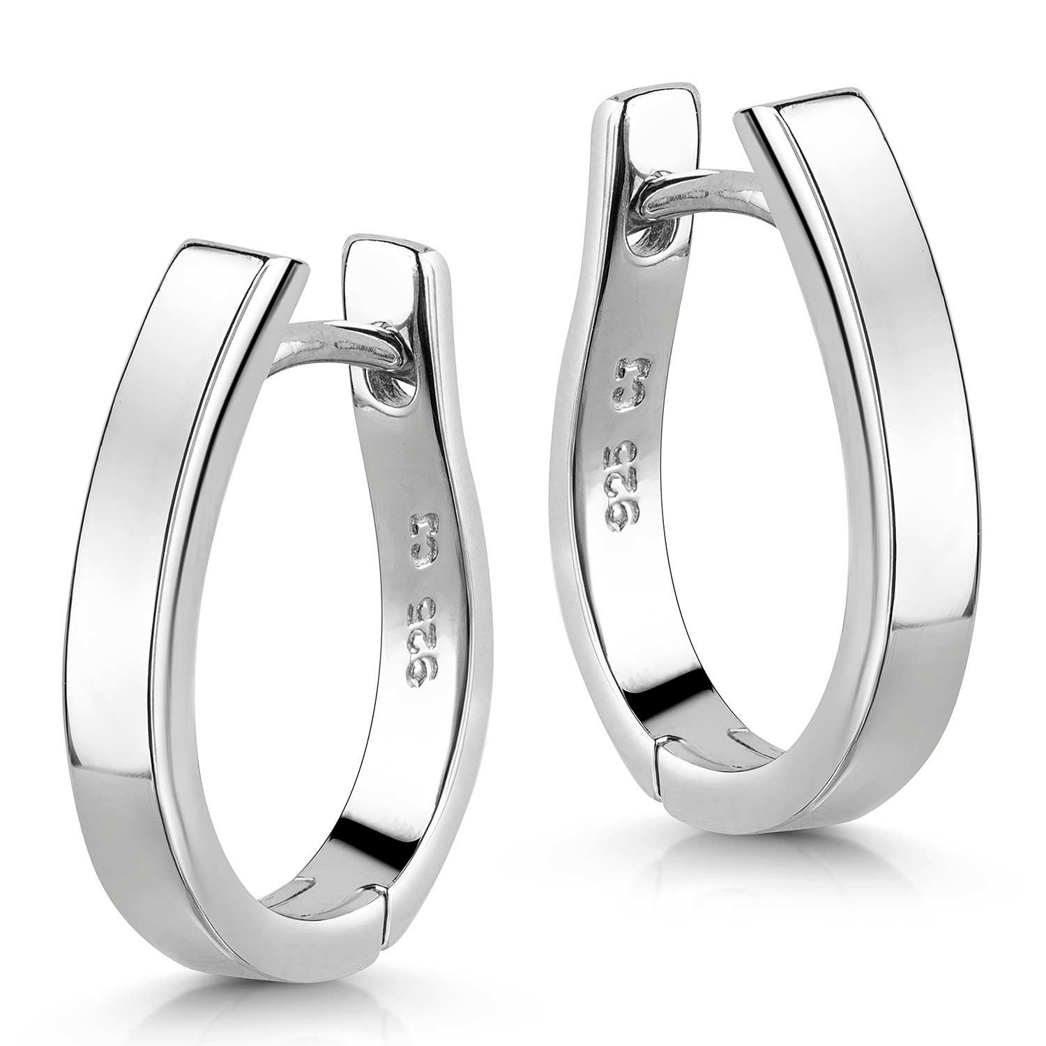 Materia Klappcreolen Creolen Ohrringe oval Hochglanz SO-230, 925 Sterling Silber, rhodiniert