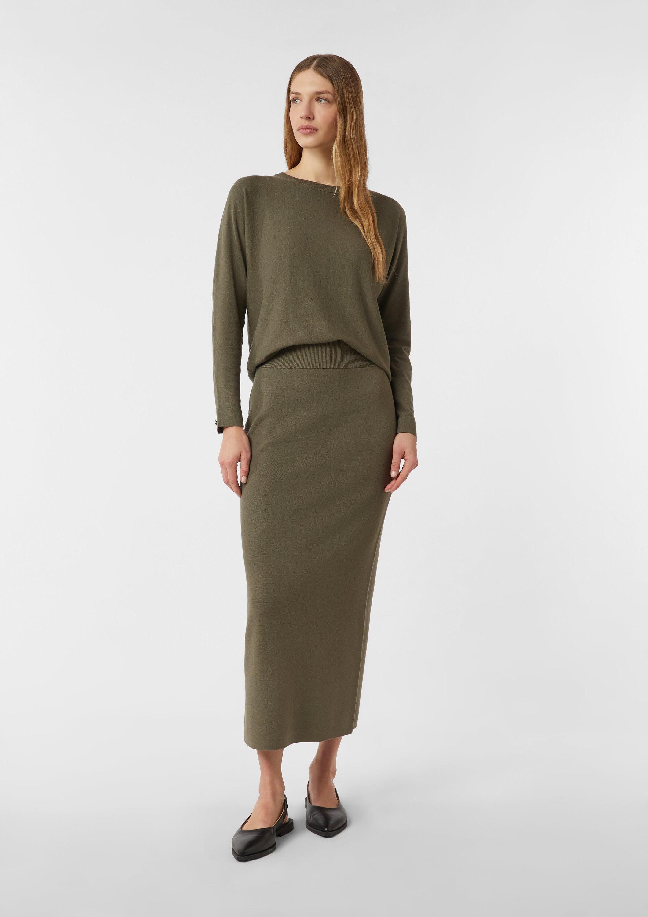 comma Maxirock Rock Langer Feinstrickrock mit Schlitz