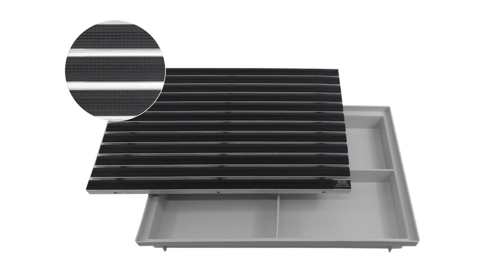 Emco Fußmatte Eingangsmatte DIPLOMAT + Bodenwanne, Gummi Schwarz, rechteckig, Höhe: 80 mm, Größe: 600x400 mm, für Innen- und Außenbereich