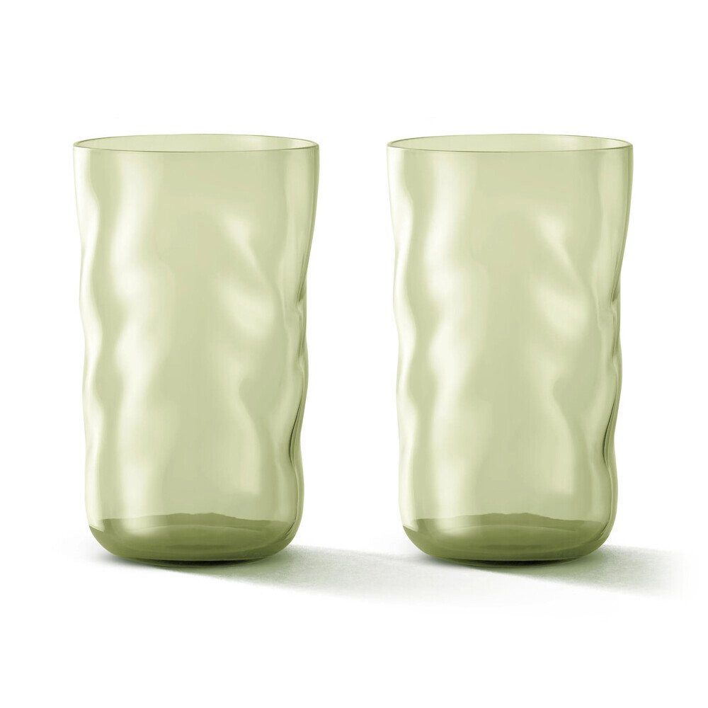 Paveau Longdrinkglas Longdrinkglas 2er-Set Swirl Moss, 2-tlg., Borosilikatglas, Longdrinkglas, 2-tlg., 0,46 l, Borosilikatglas, grün
