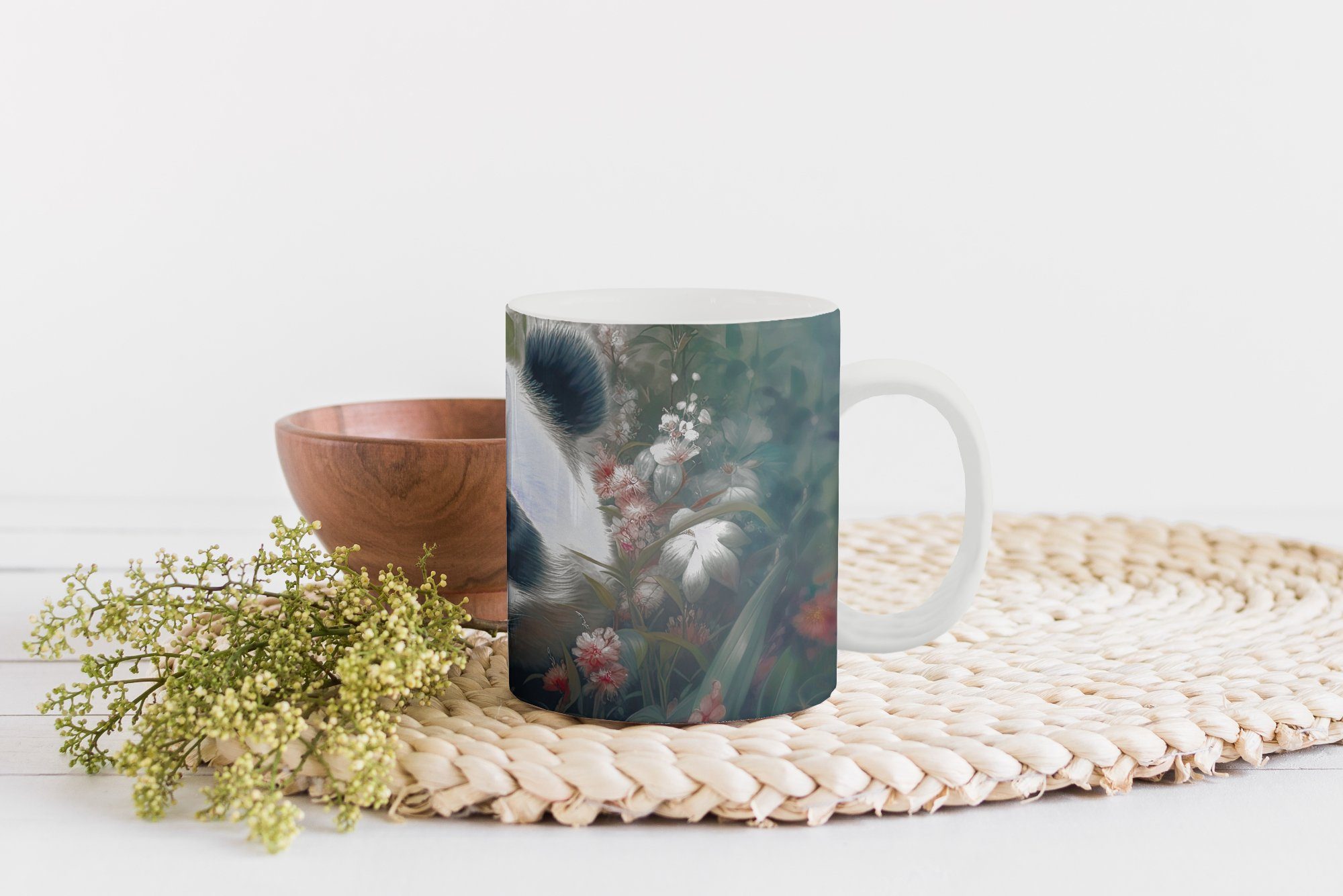 Tasse - Wildtiere Teetasse, Panda Blumen Keramik, - Teetasse, Natur, - MuchoWow Kaffeetassen, Becher, Geschenk