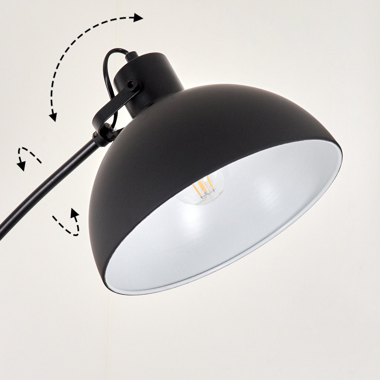 E27 mit Stehlampe in moderne 1x Metall Leuchtmittel, aus ohne Schwarz/Weiß, Stehlampe und hofstein Fußschalter, verstellbarem (25cm) Schirm