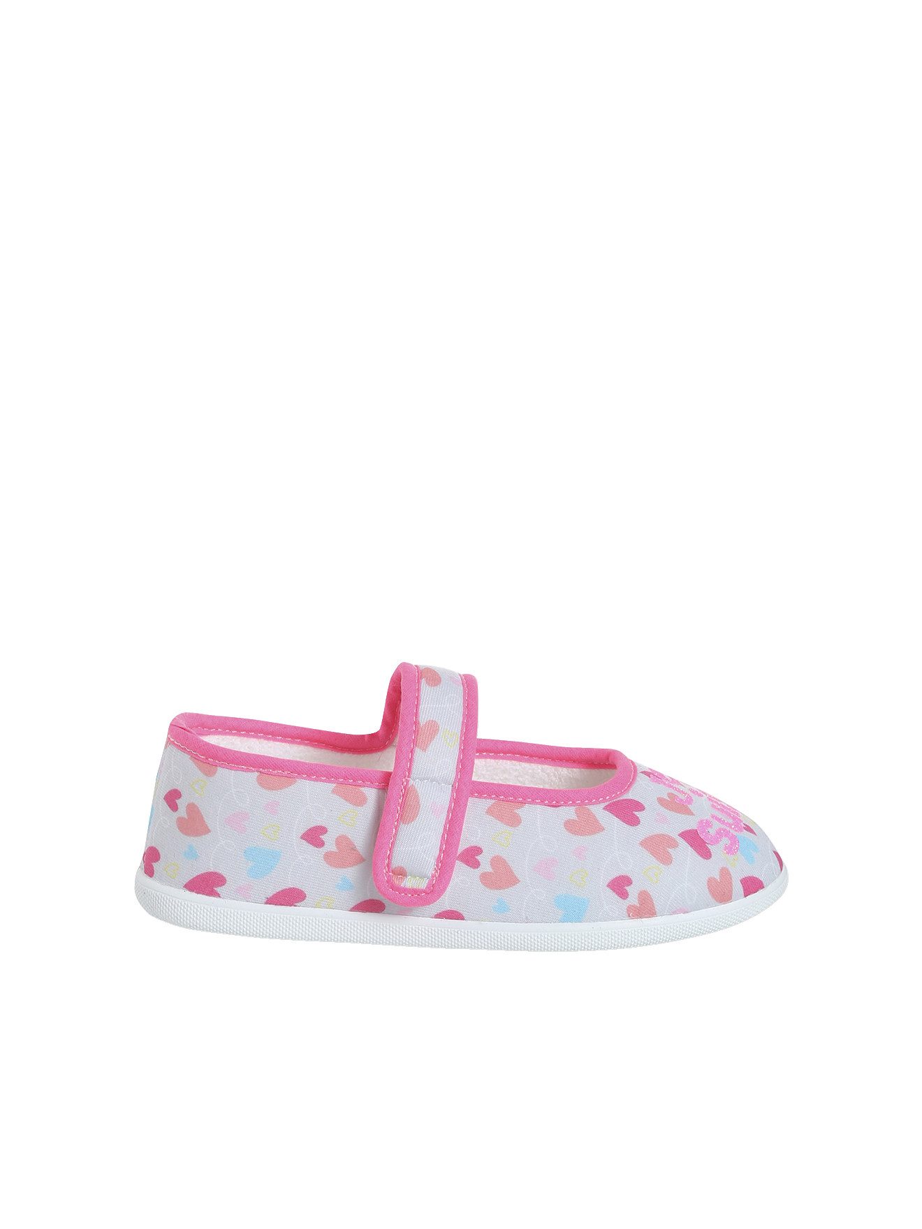 vertbaudet Mädchen Stoff-Hausschuhe mit Klett, Ballerinas Ballerina