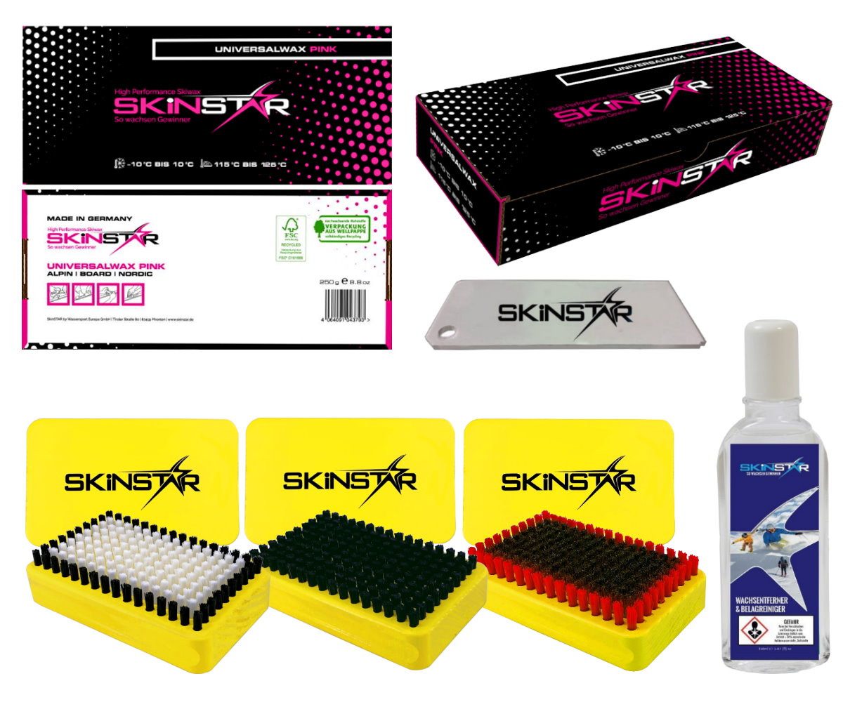 SkinStar Ski SkinStar Starter Set 6-teilig, 3 x Bürsten, Abziehklinge