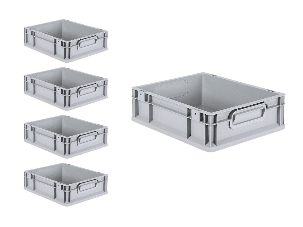 PROREGAL® Stapelbox SparSet Eurobox NextGen Economy/geschlossen, Grau, 3-16 Stück (5 St)