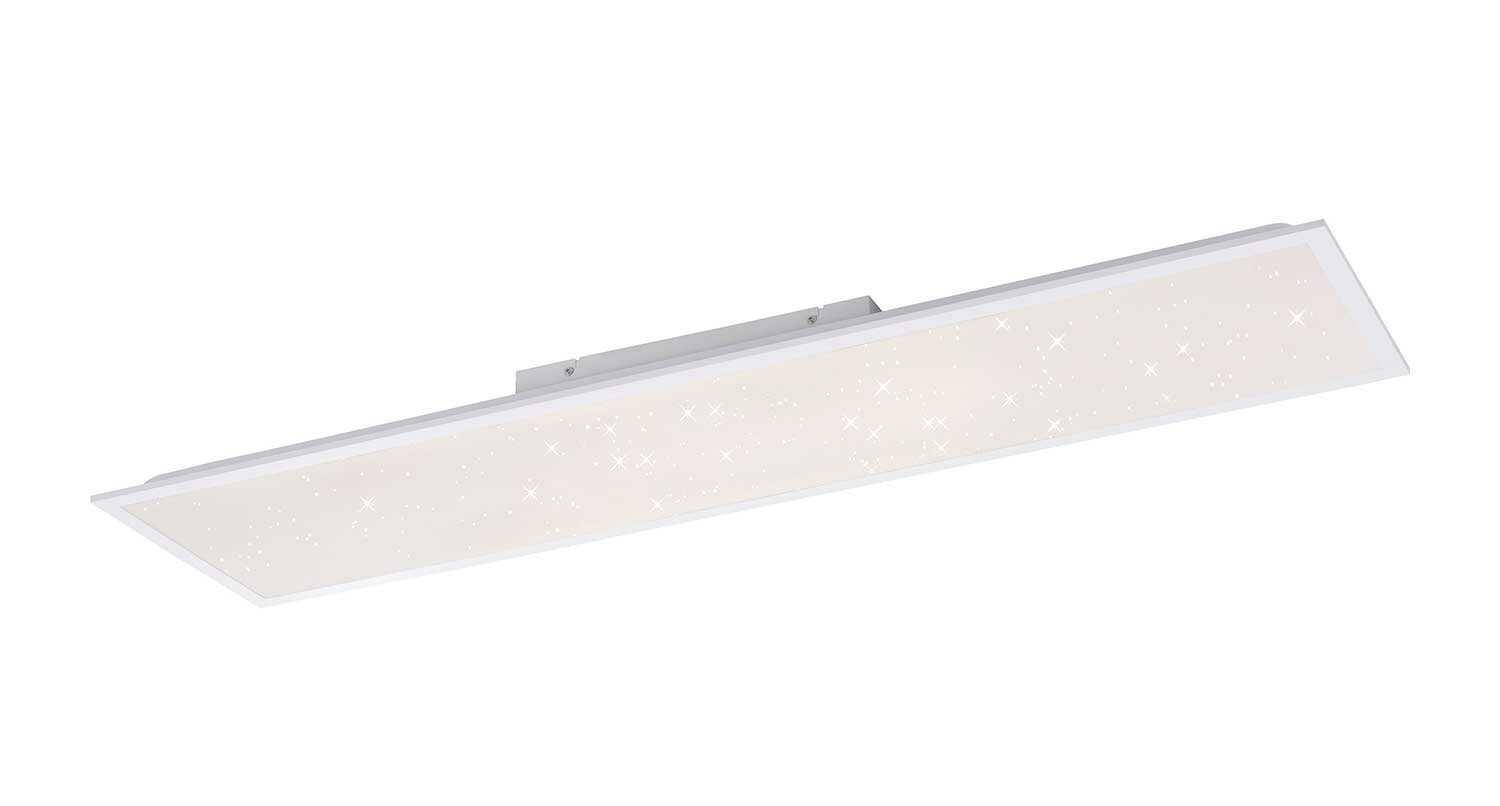LeuchtenDirekt LED Deckenleuchte STARRYFLAT, 1-flammig, 119 x 29 cm, Weiß, Anpassung der Farbtemperatur, Dimmfunktion, Memoryfunktion, LED fest integriert, Warmweiß, Neutralweiß, Sternenhimmeloptik, mit Fernbedienung, LED Deckenlampe