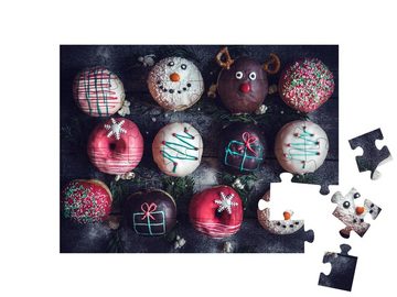 puzzleYOU Puzzle Hausgemachte Weihnachtsdonuts, 48 Puzzleteile, puzzleYOU-Kollektionen Kuchen, Essen und Trinken